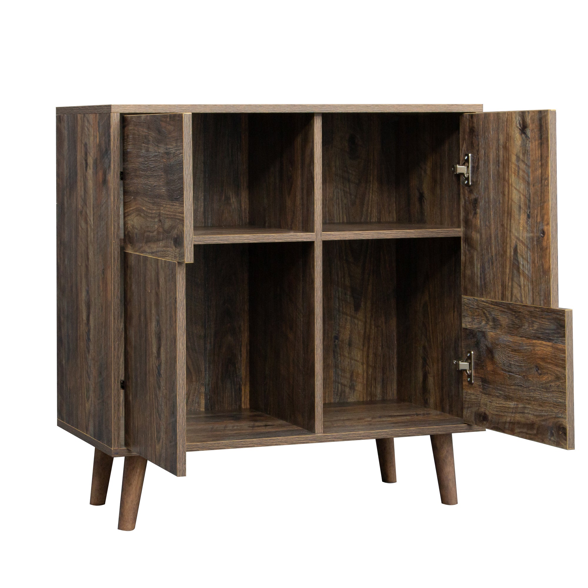 Wood Double Door Accent Cabinet with Four Storage Spaces