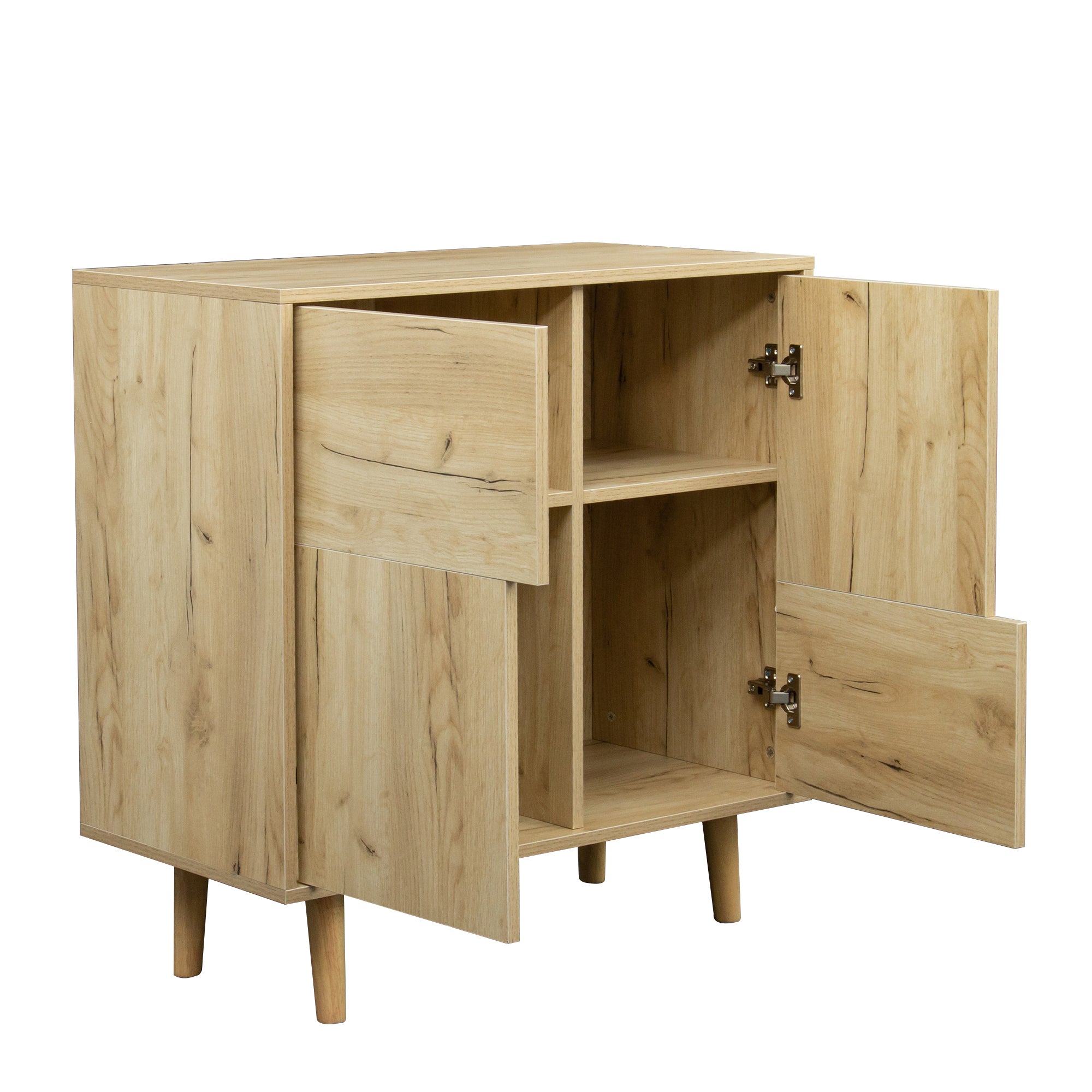 Wood Double Door Accent Cabinet with Four Storage Spaces