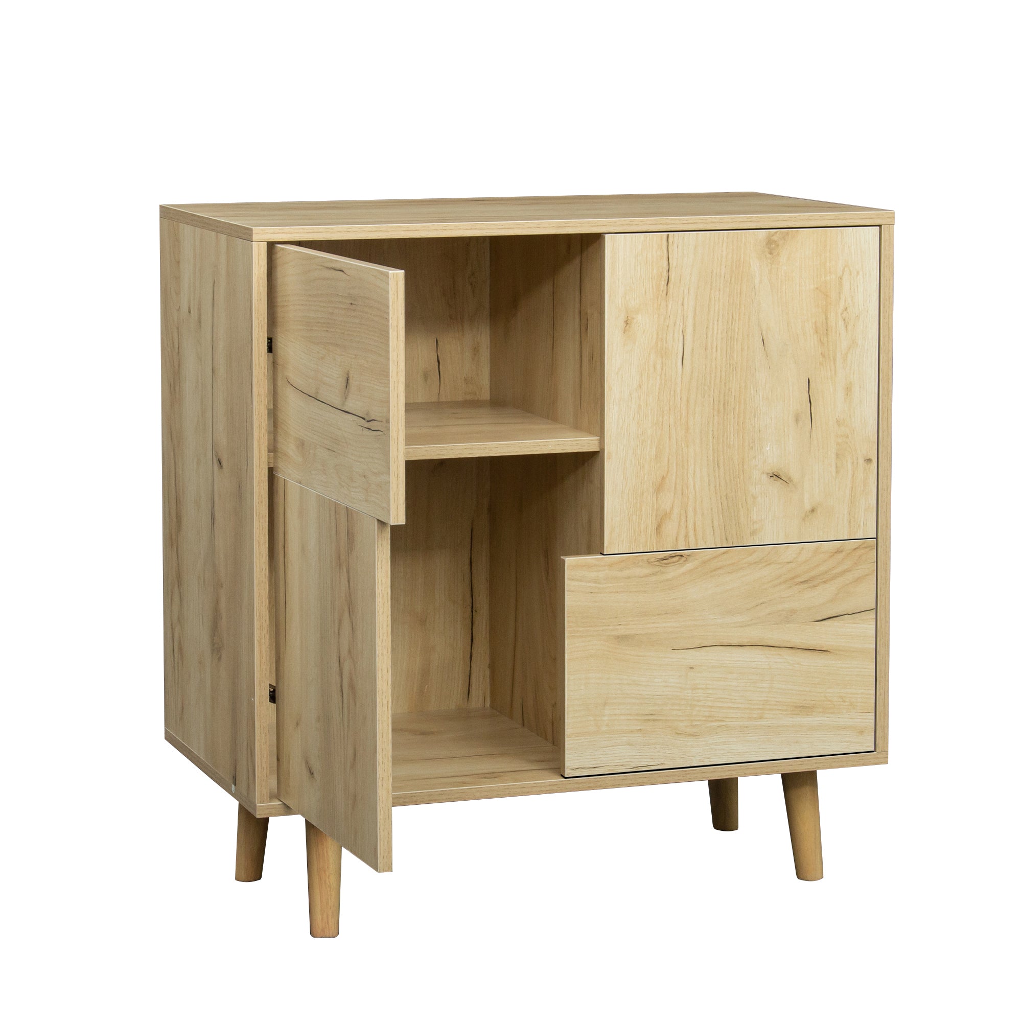 Wood Double Door Accent Cabinet with Four Storage Spaces