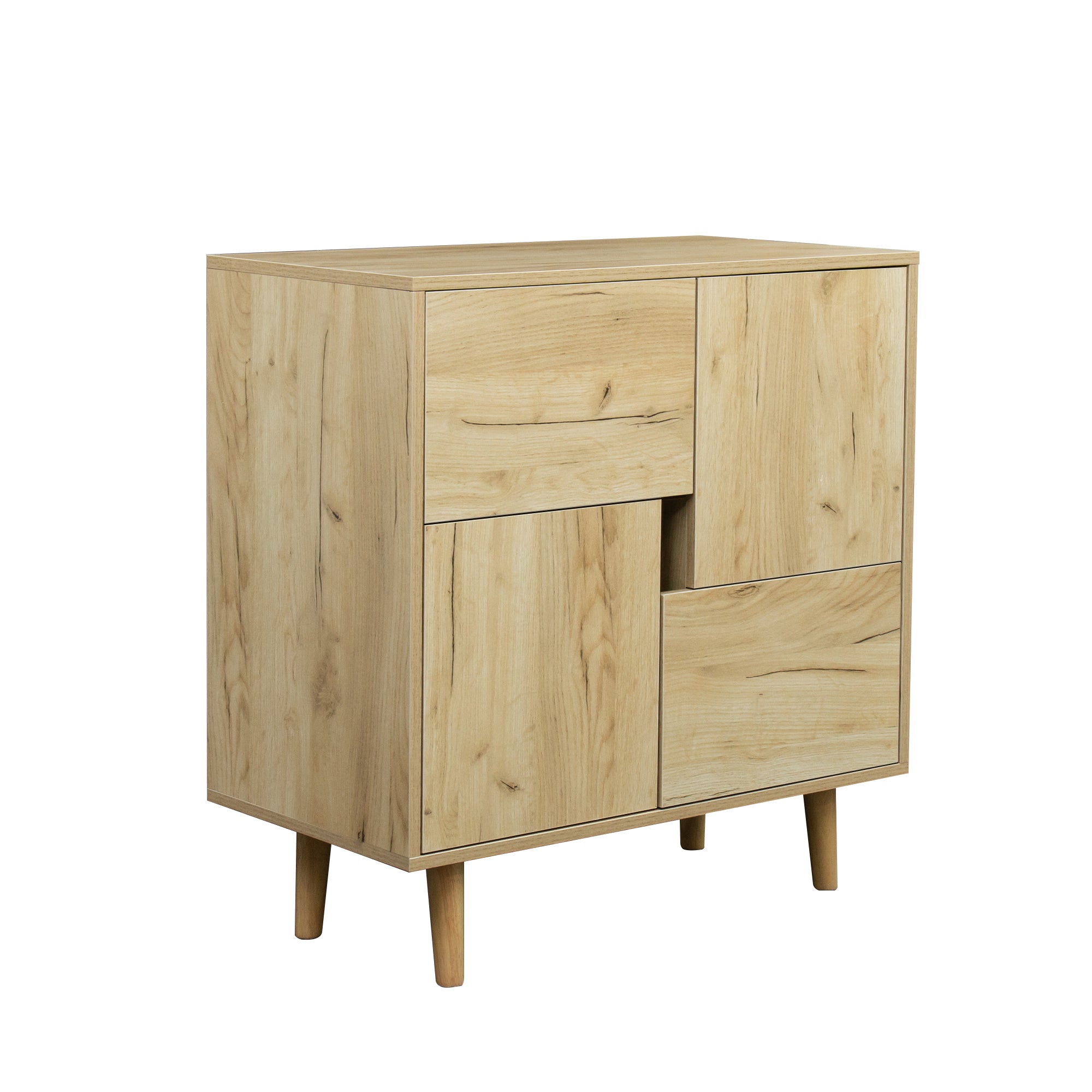 Wood Double Door Accent Cabinet with Four Storage Spaces