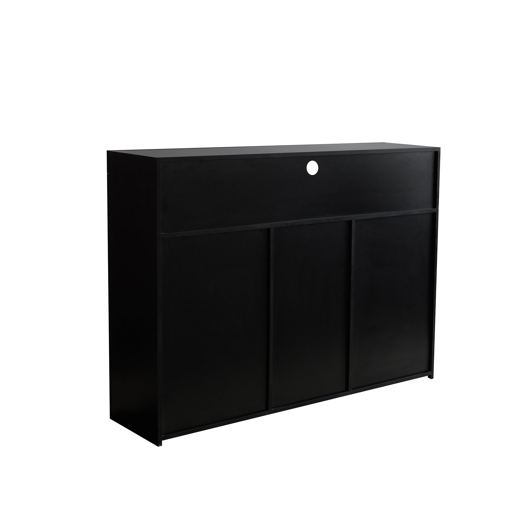 38" Tall Wood 3-door Storage Cabinet with LED Light