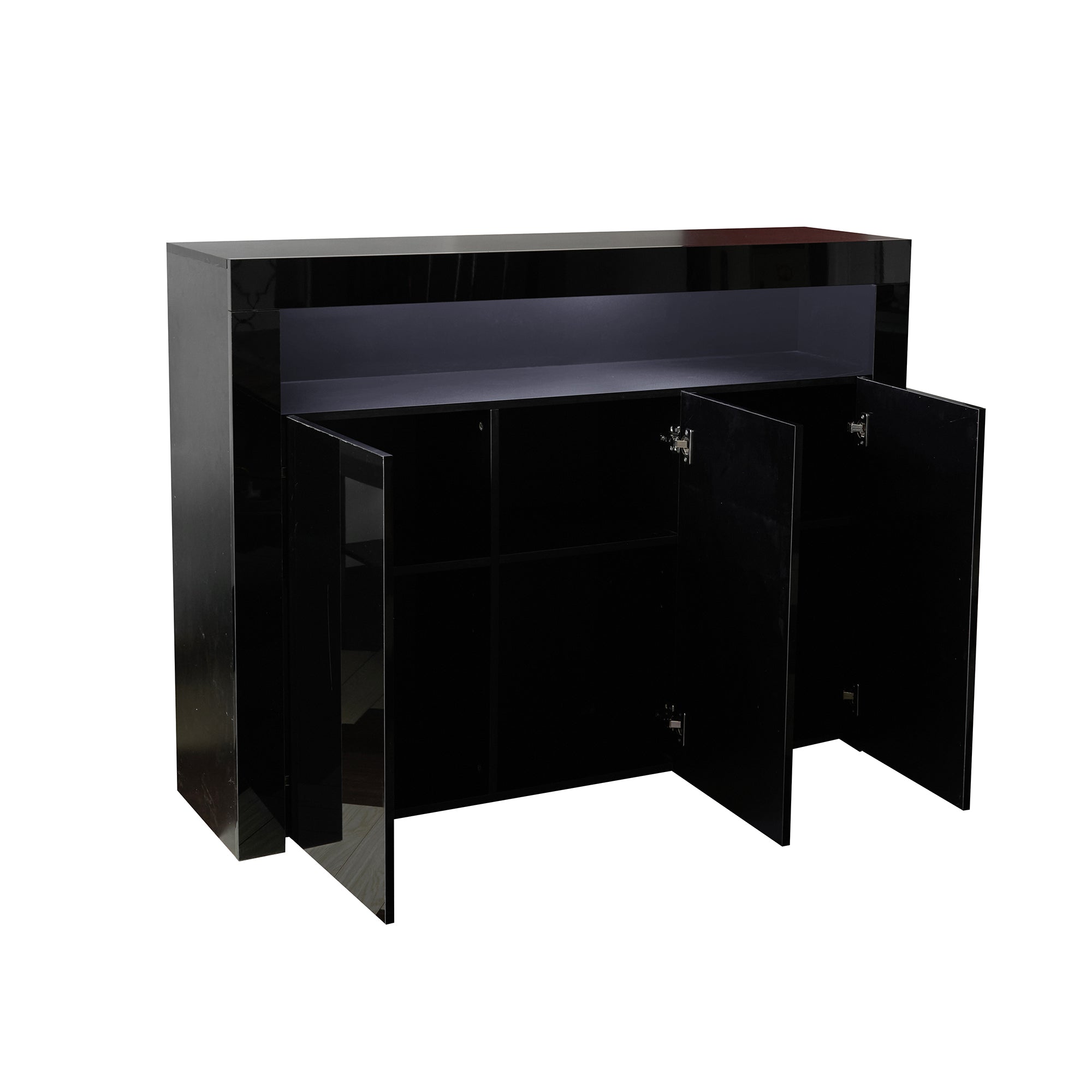38" Tall Wood 3-door Storage Cabinet with LED Light