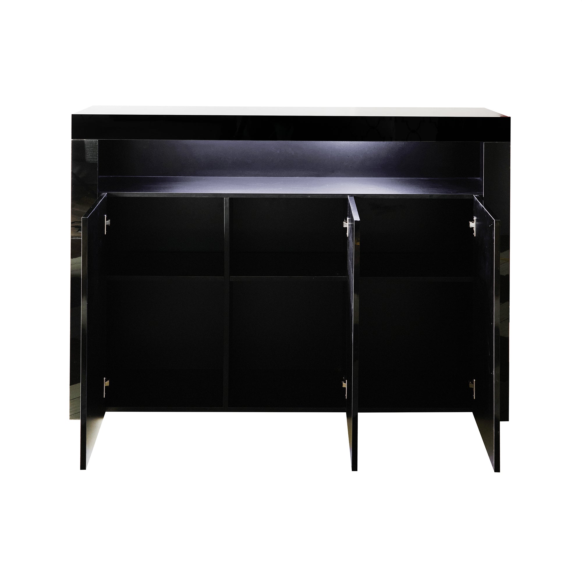 38" Tall Wood 3-door Storage Cabinet with LED Light