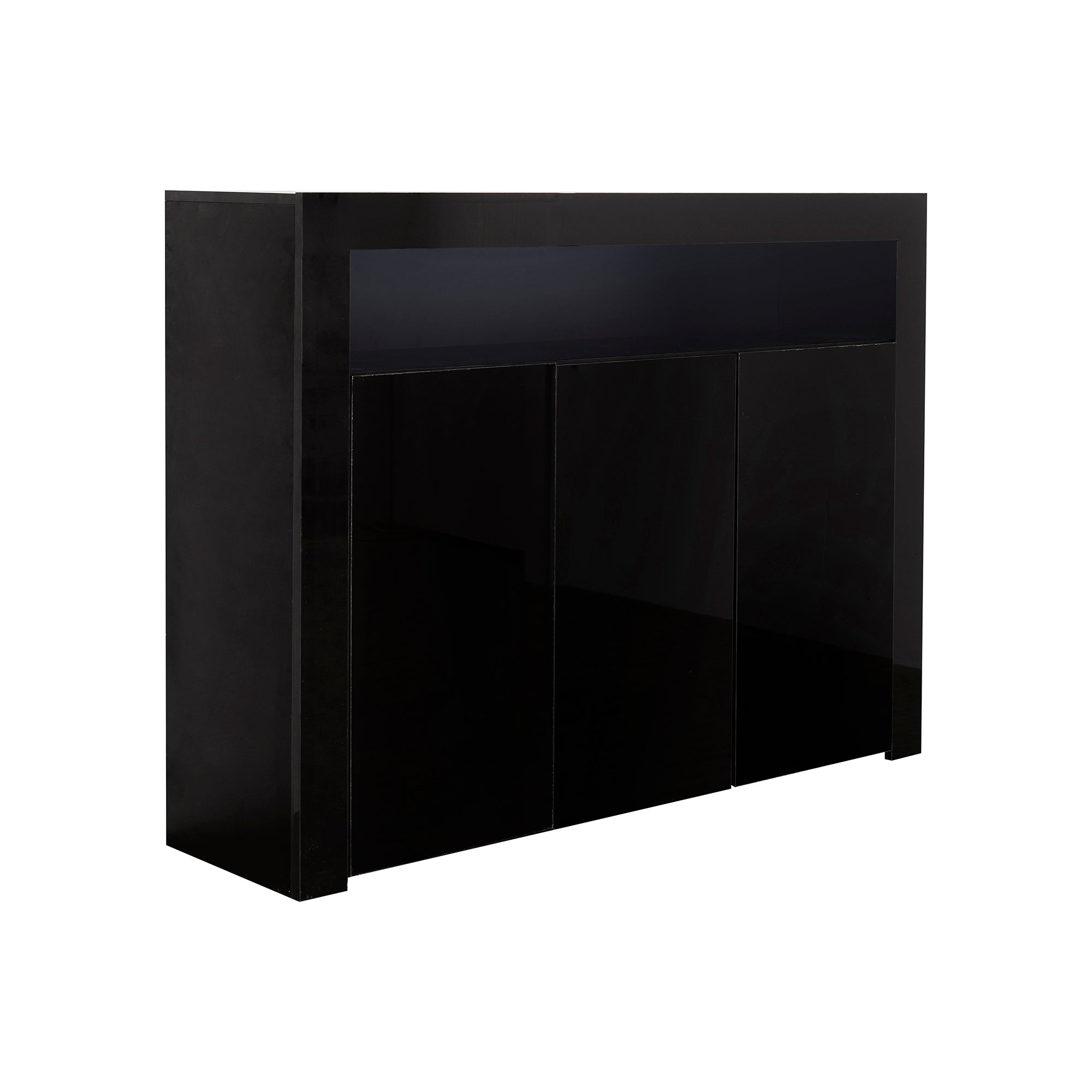 38" Tall Wood 3-door Storage Cabinet with LED Light