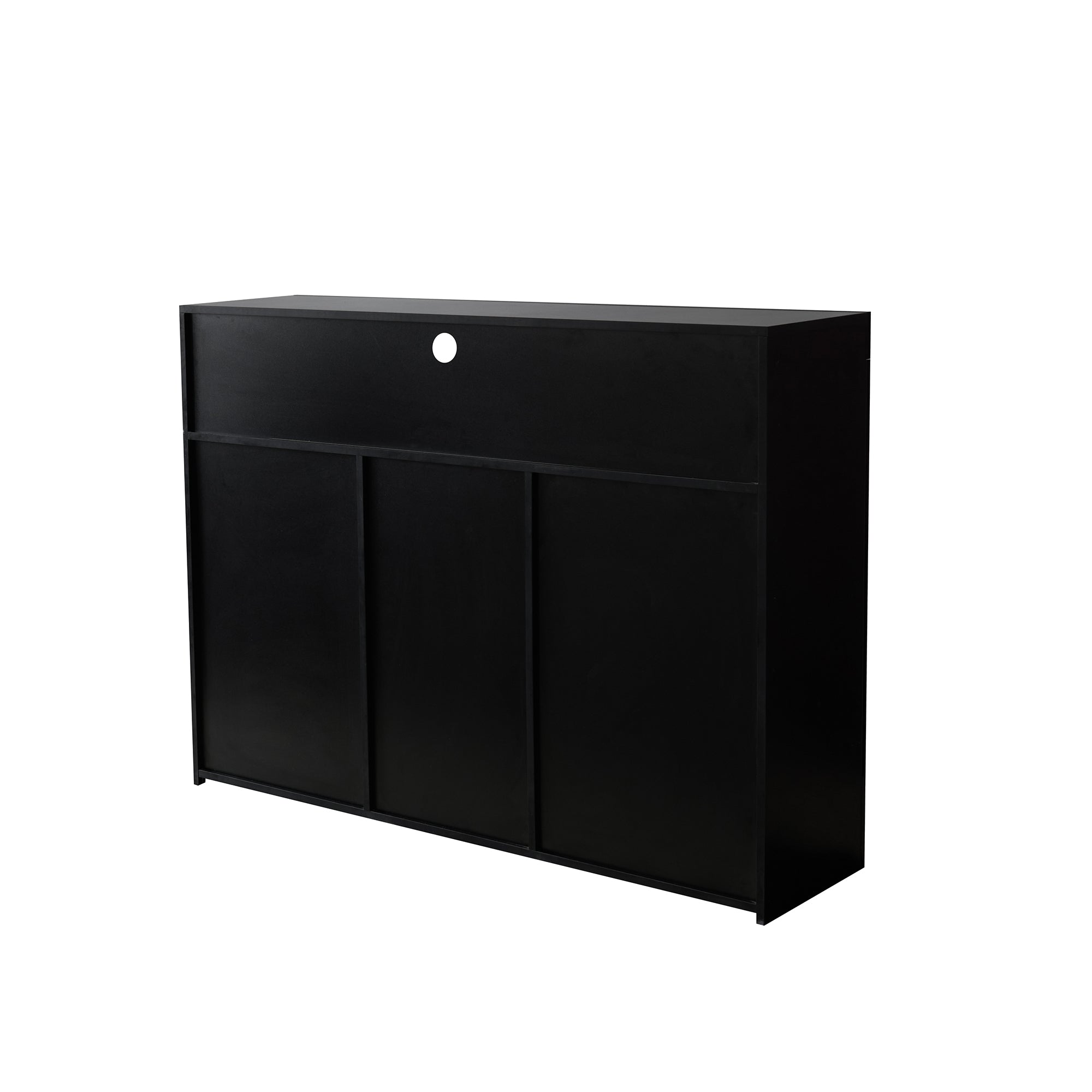 38" Tall Wood 3-door Storage Cabinet with LED Light