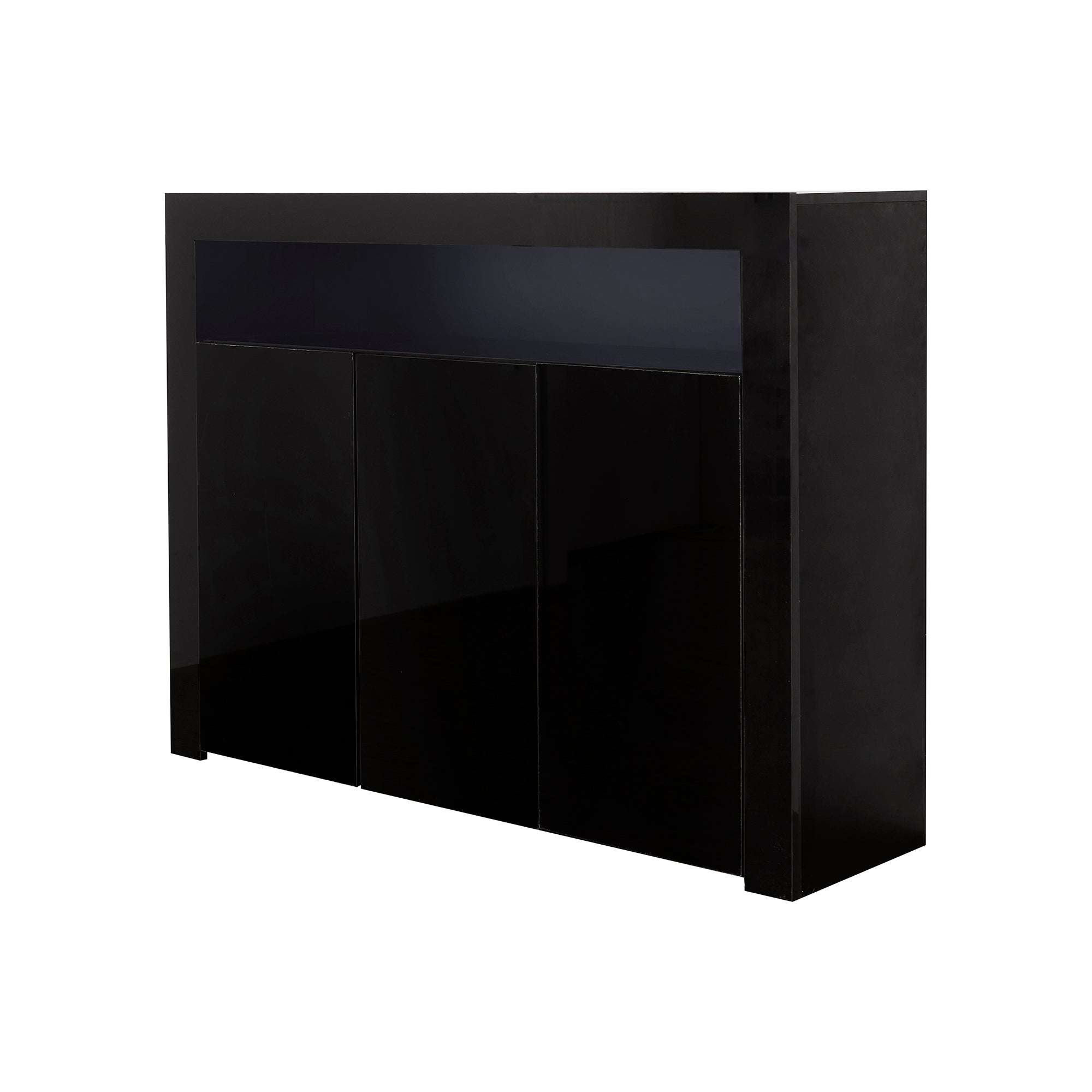 38" Tall Wood 3-door Storage Cabinet with LED Light
