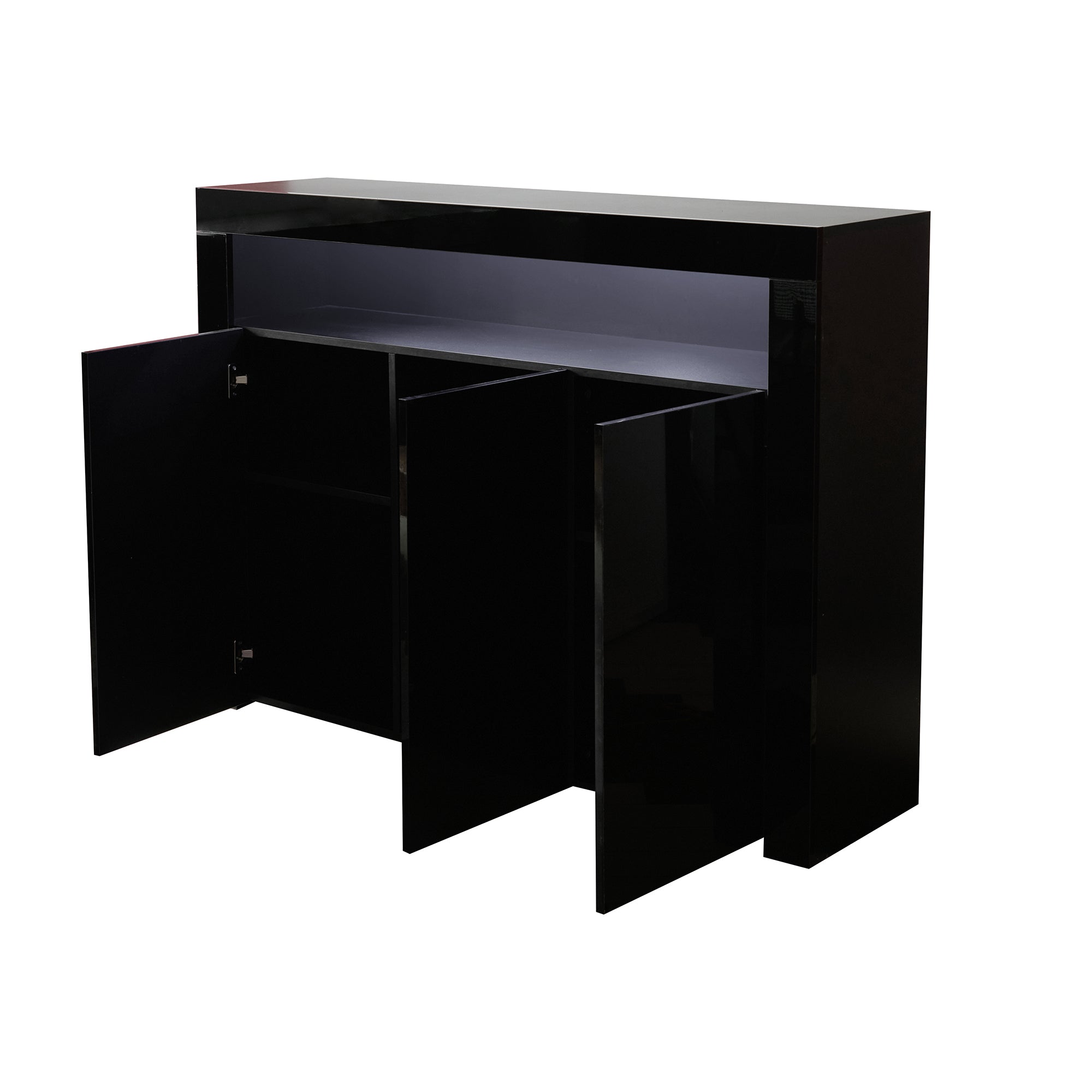 38" Tall Wood 3-door Storage Cabinet with LED Light