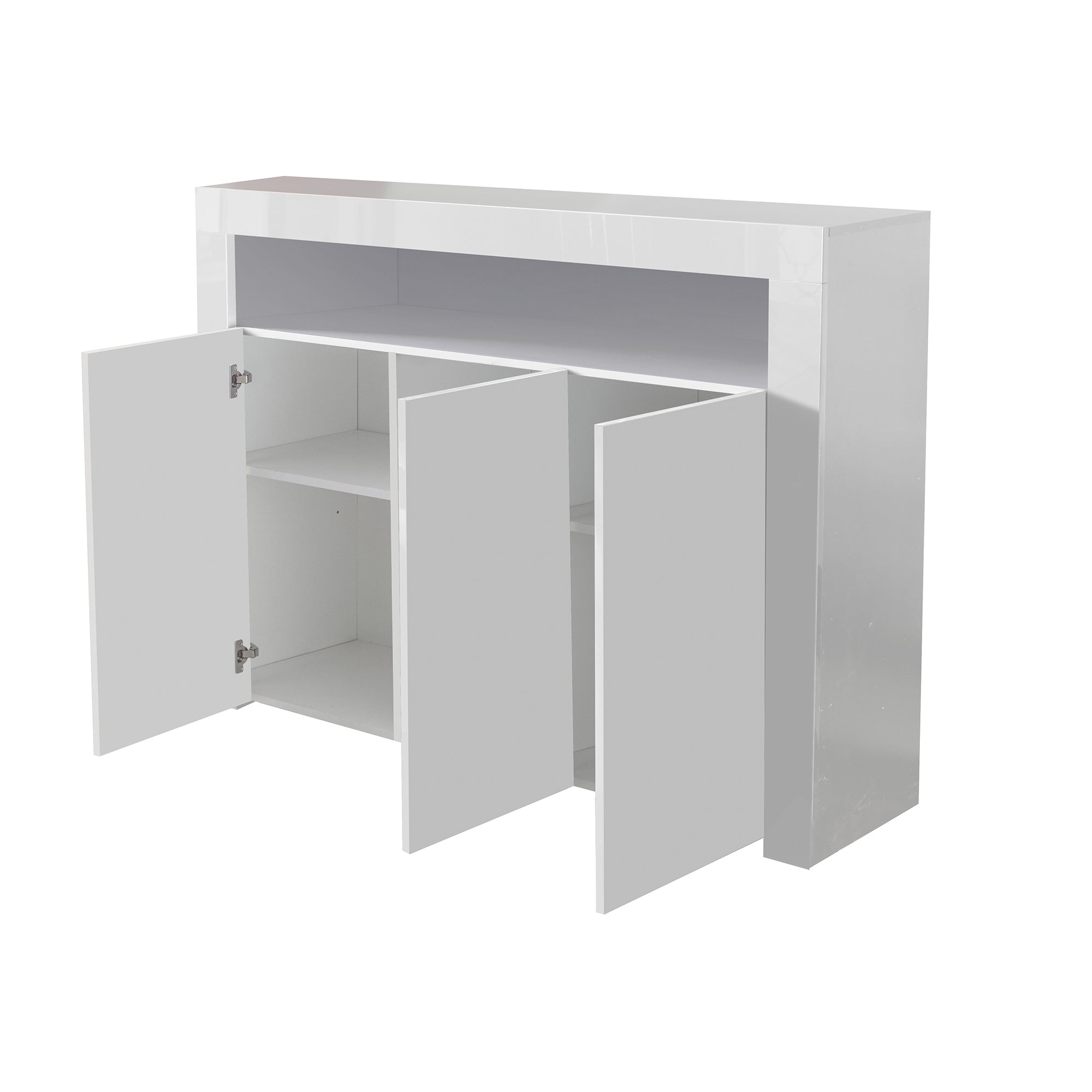 38" Tall Wood 3-door Storage Cabinet with LED Light