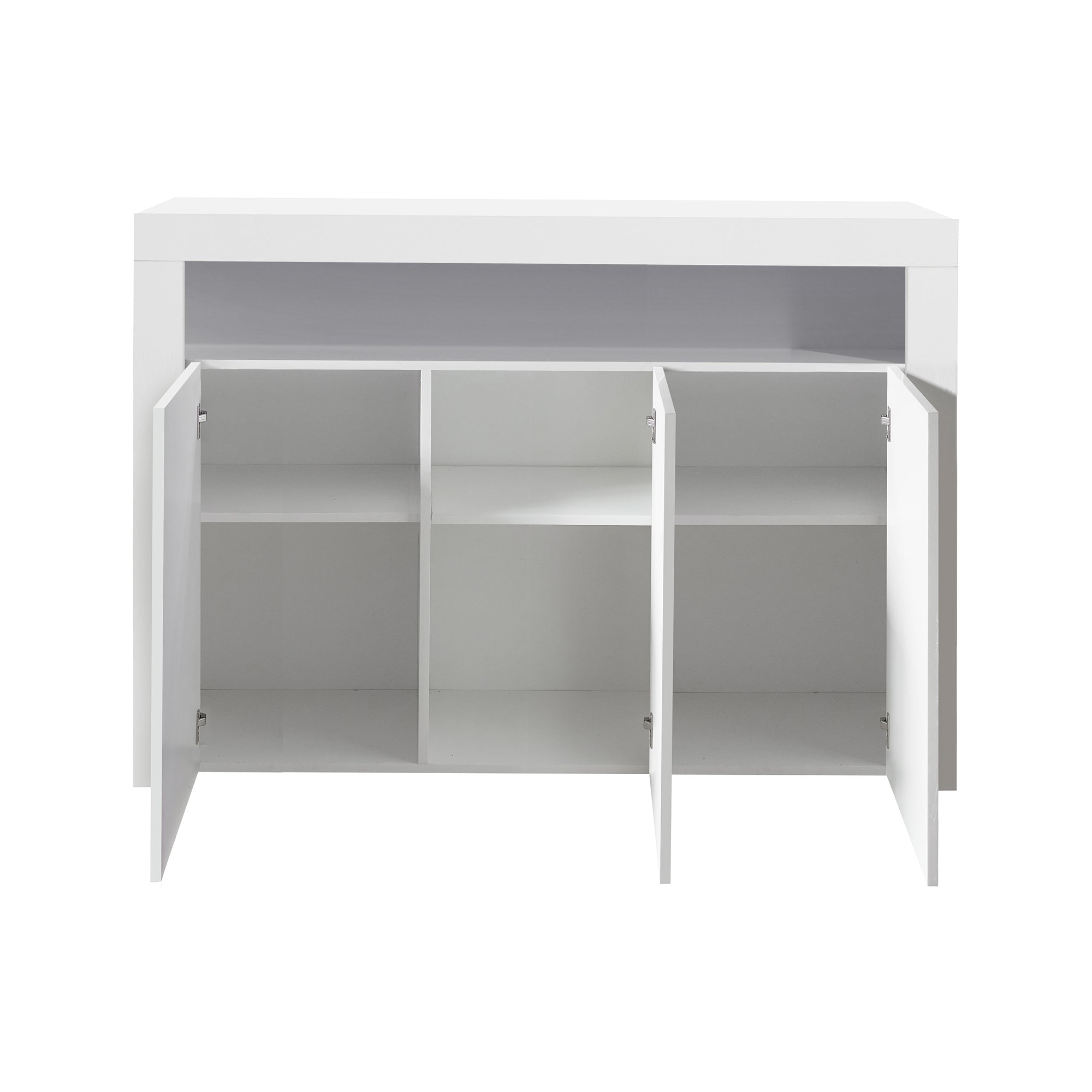 38" Tall Wood 3-door Storage Cabinet with LED Light