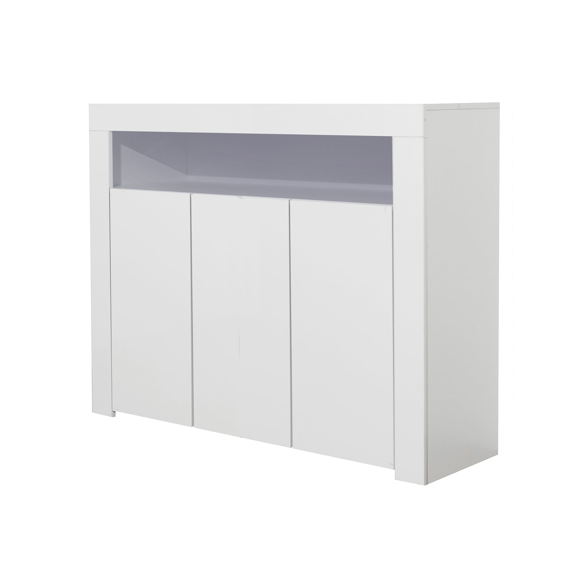 38" Tall Wood 3-door Storage Cabinet with LED Light