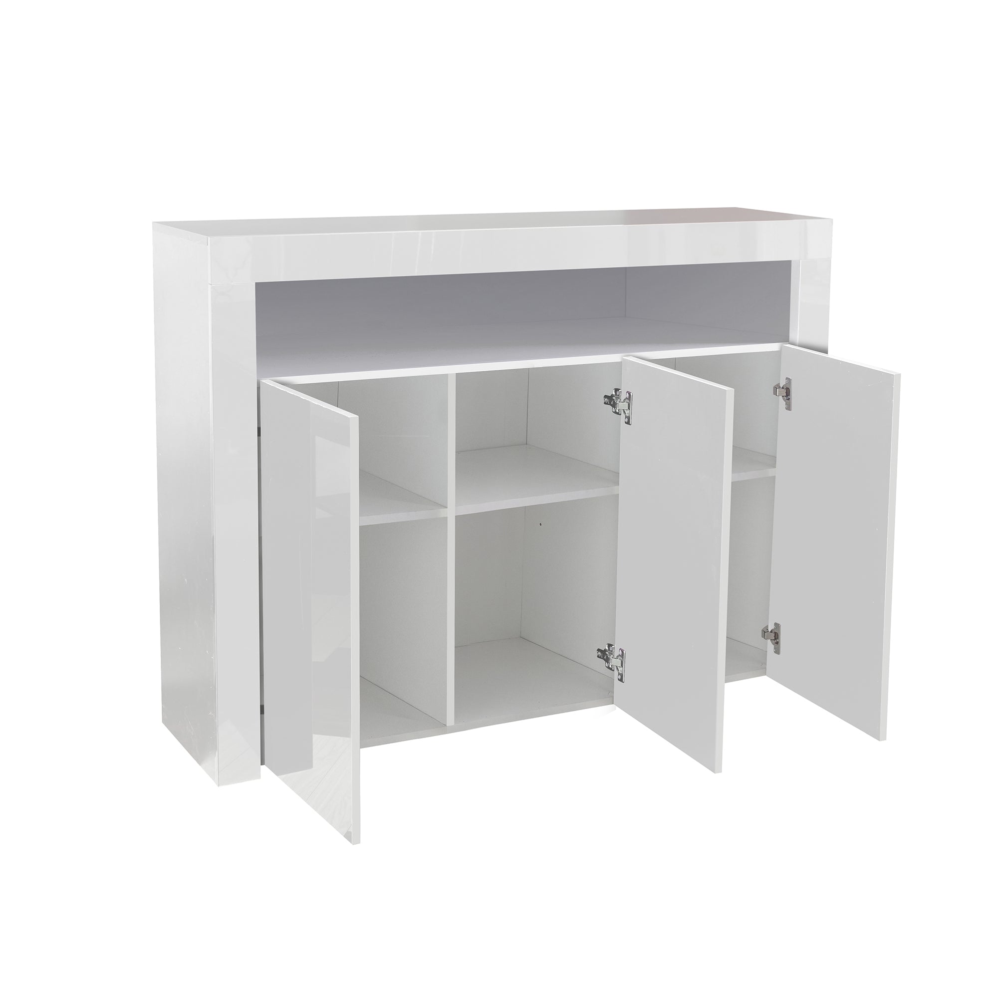 38" Tall Wood 3-door Storage Cabinet with LED Light