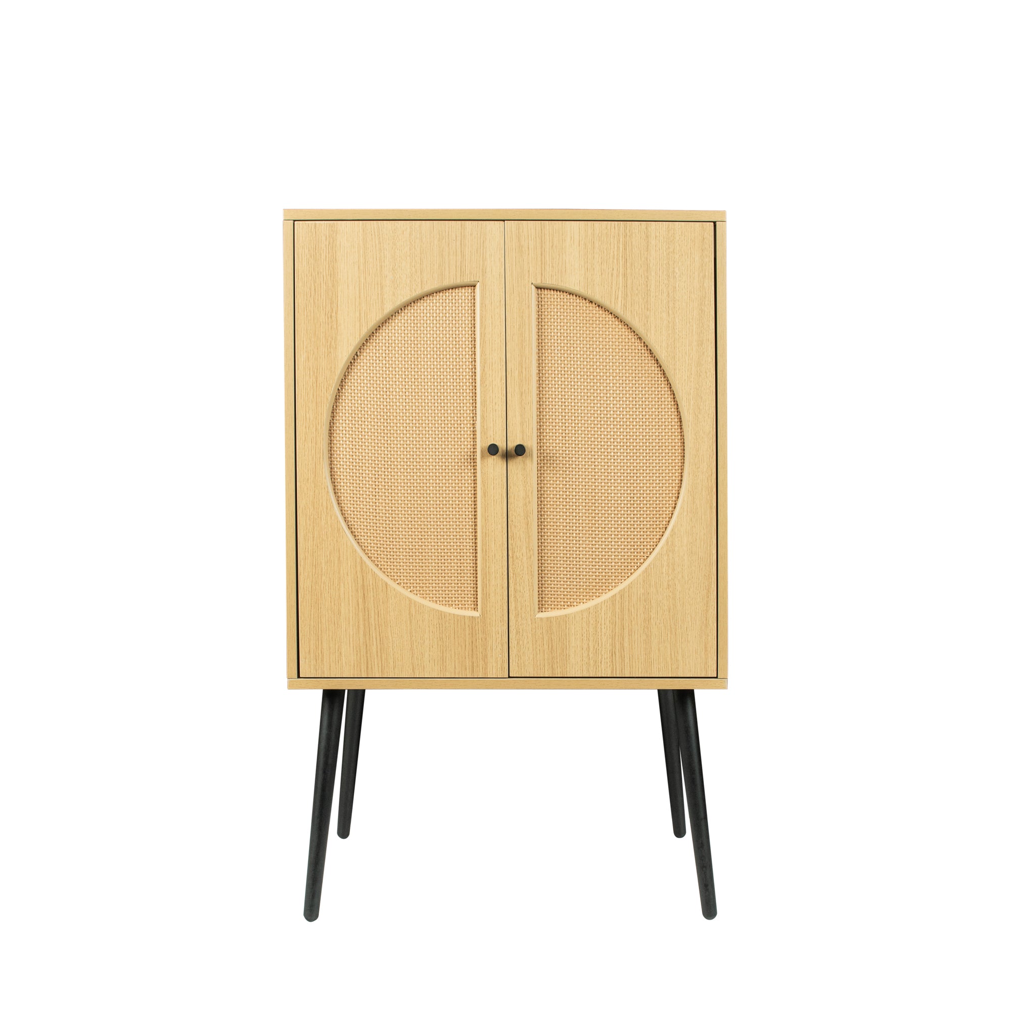 41" Tall Wood 2-door Accent Cabinet with Rattan Element