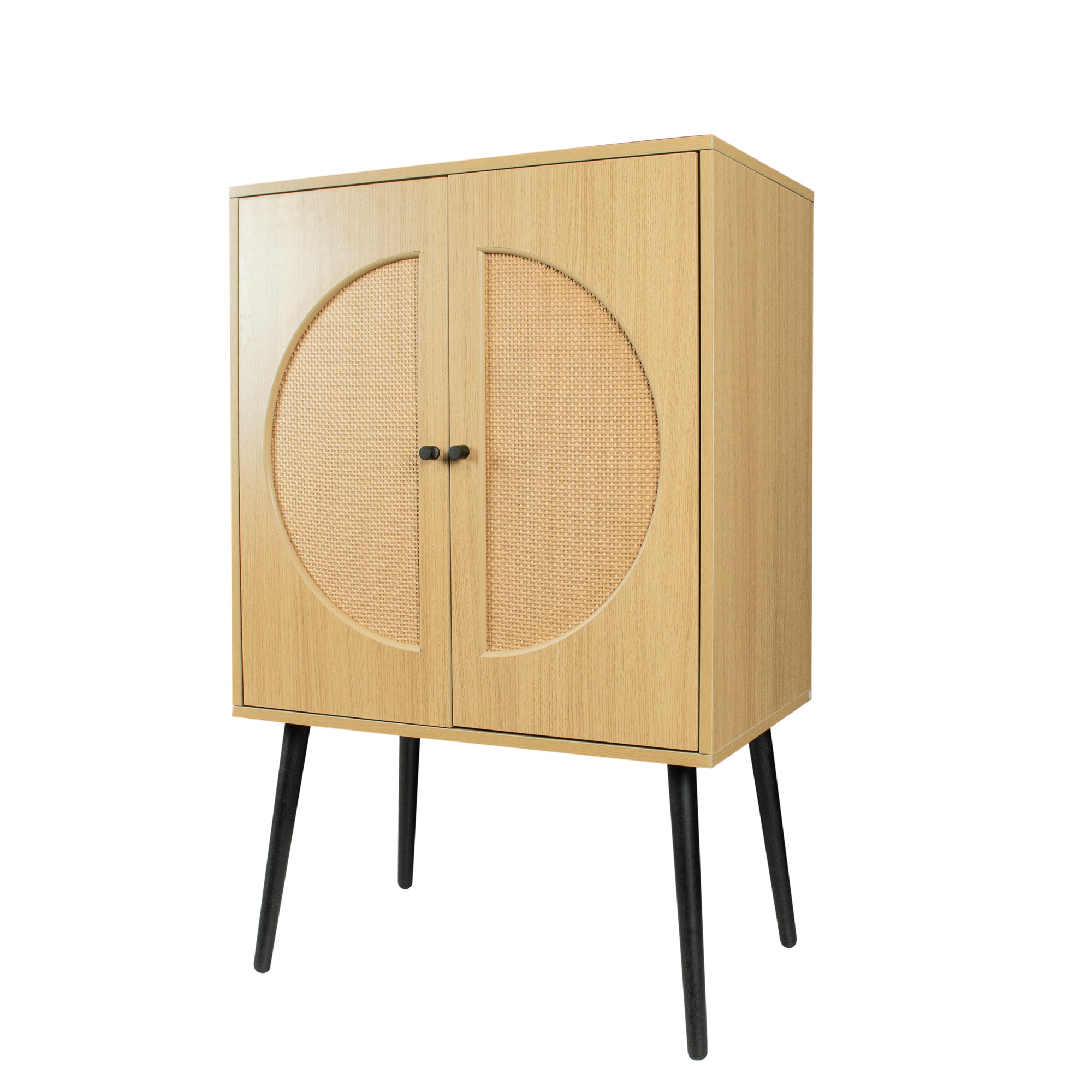 41" Tall Wood 2-door Accent Cabinet with Rattan Element