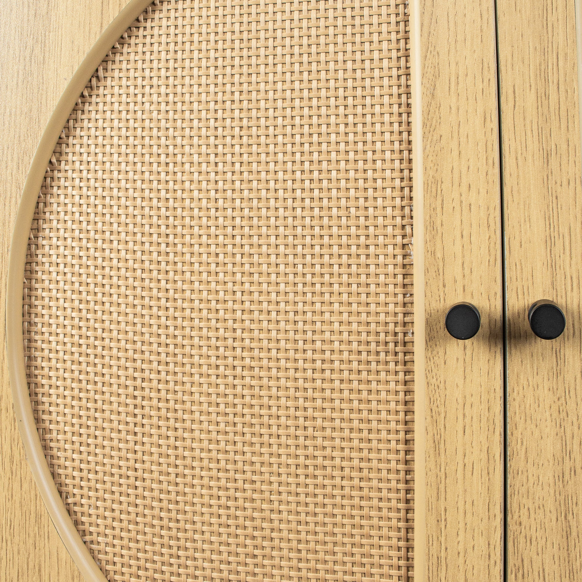 41" Tall Wood 2-door Accent Cabinet with Rattan Element
