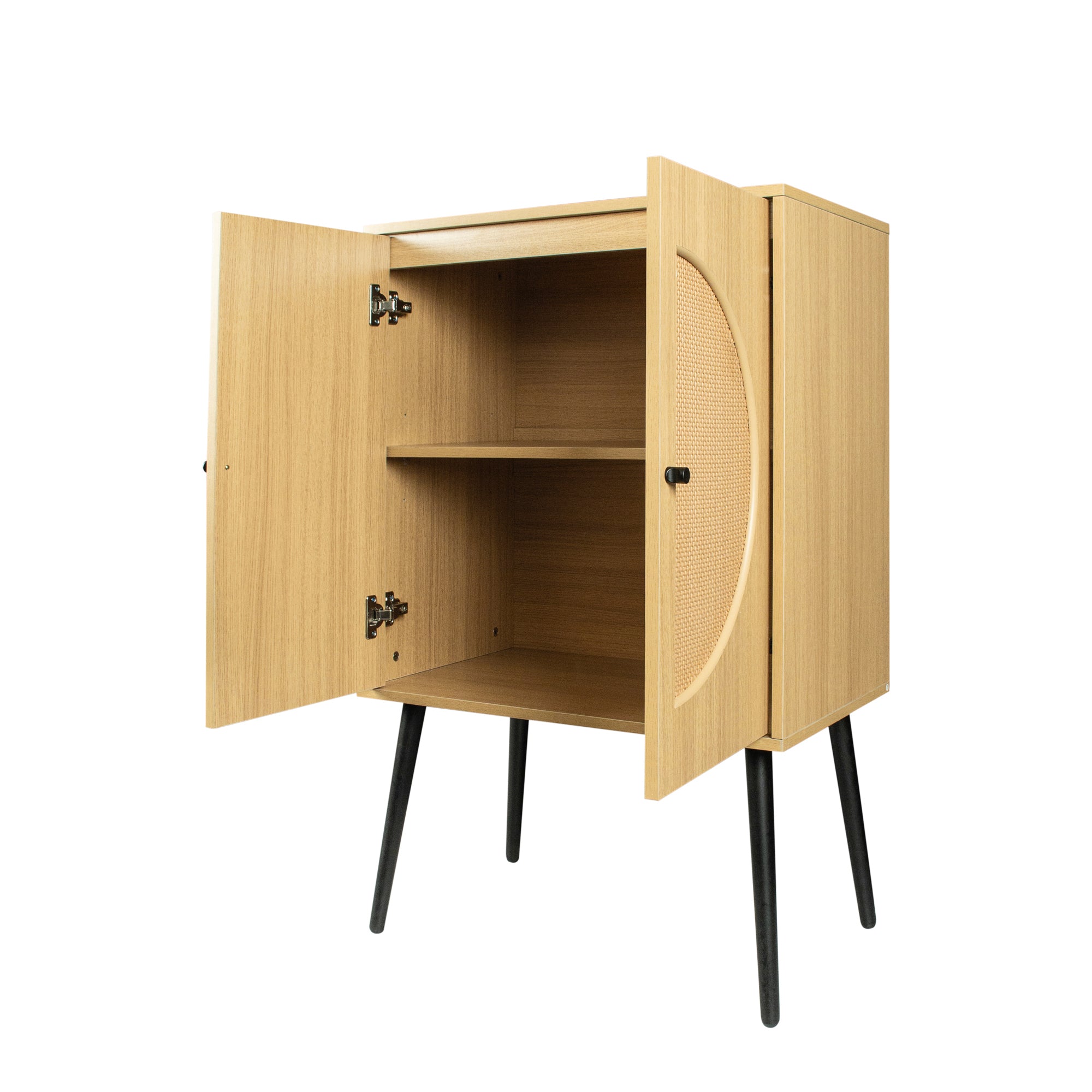 41" Tall Wood 2-door Accent Cabinet with Rattan Element