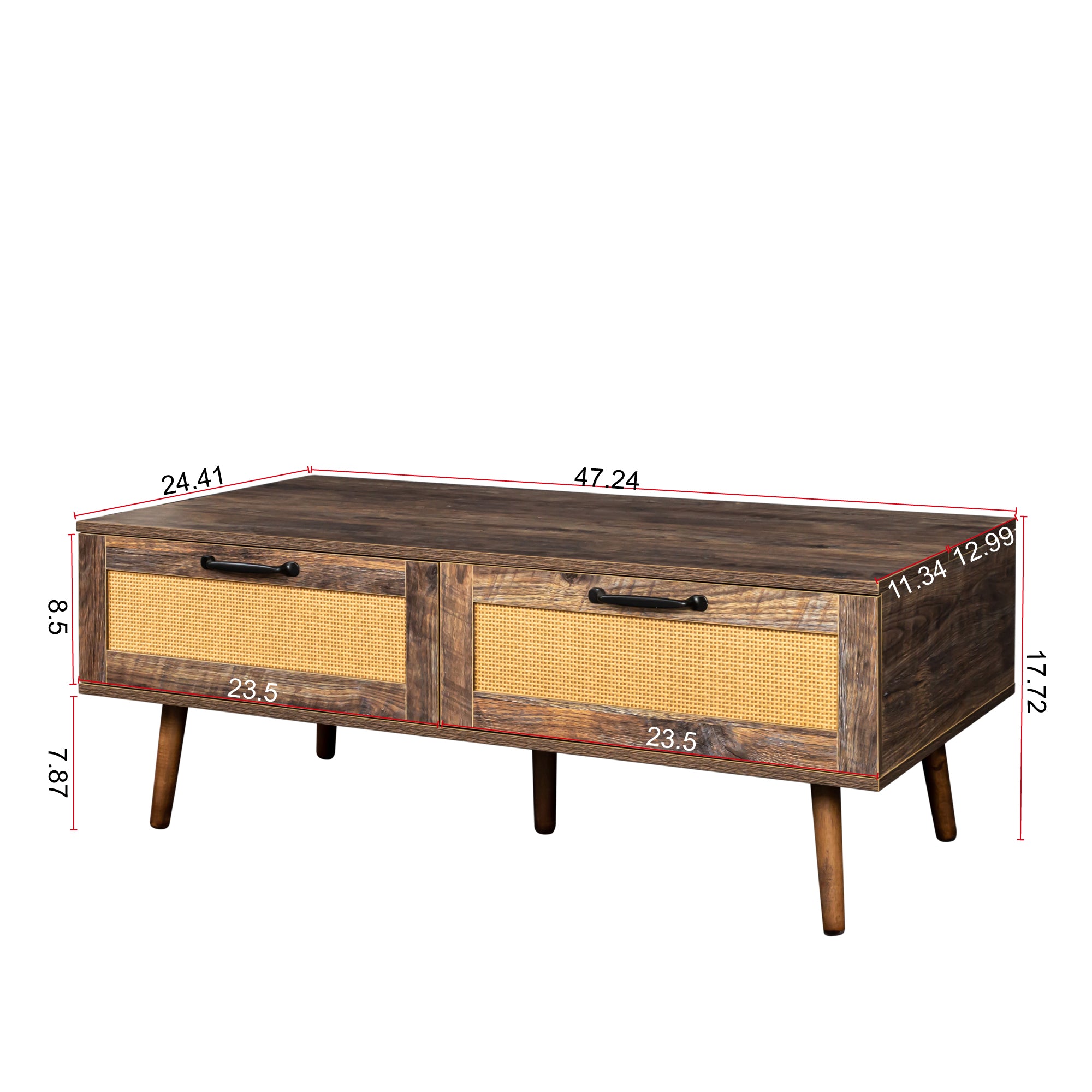 Wood Lift Top Coffee Table with 2 Storage Drawers for Living Room