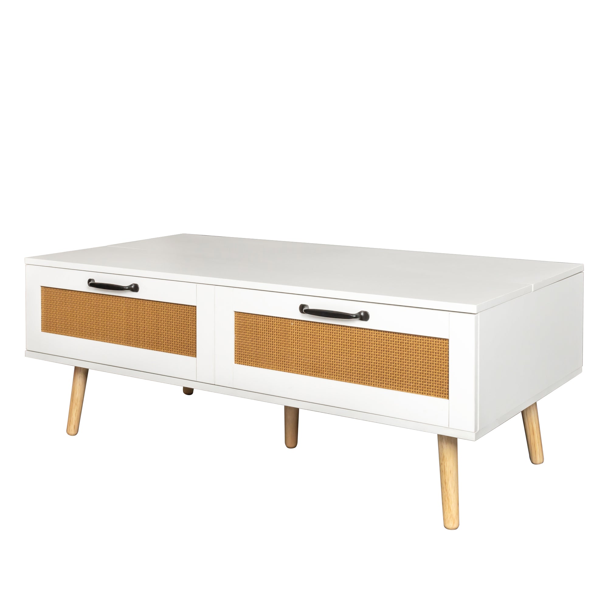 Wood Lift Top Coffee Table with 2 Storage Drawers for Living Room