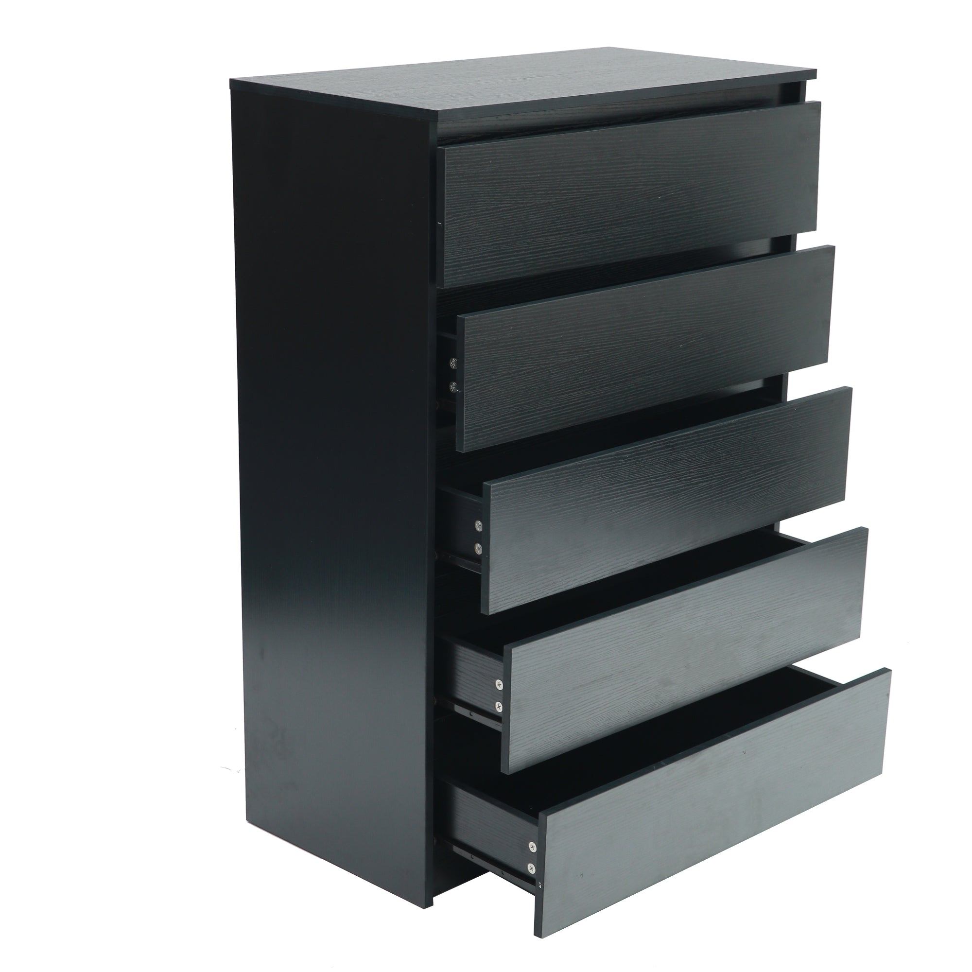 5-Drawer 28" W Wood Chest in Black