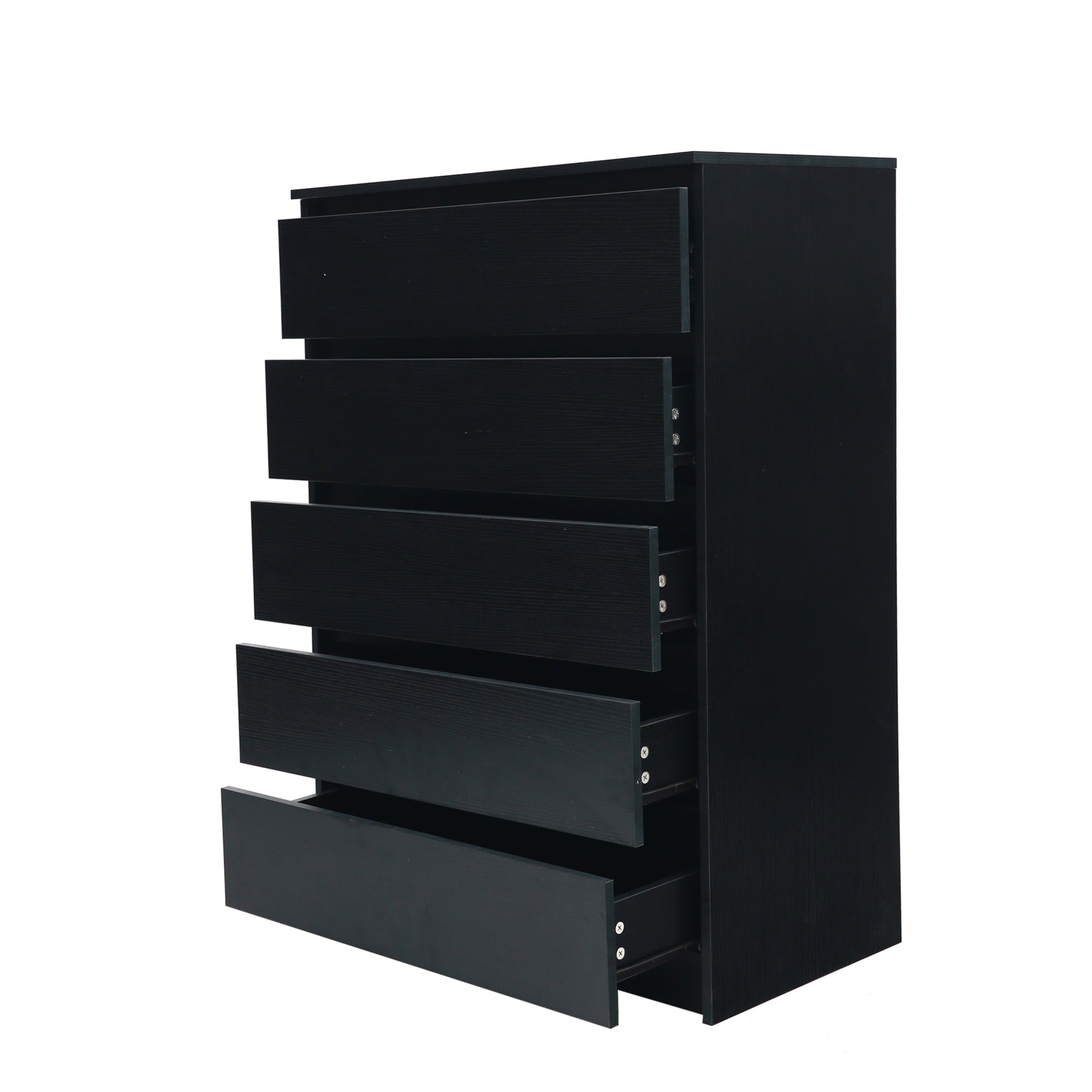 5-Drawer 28" W Wood Chest in Black