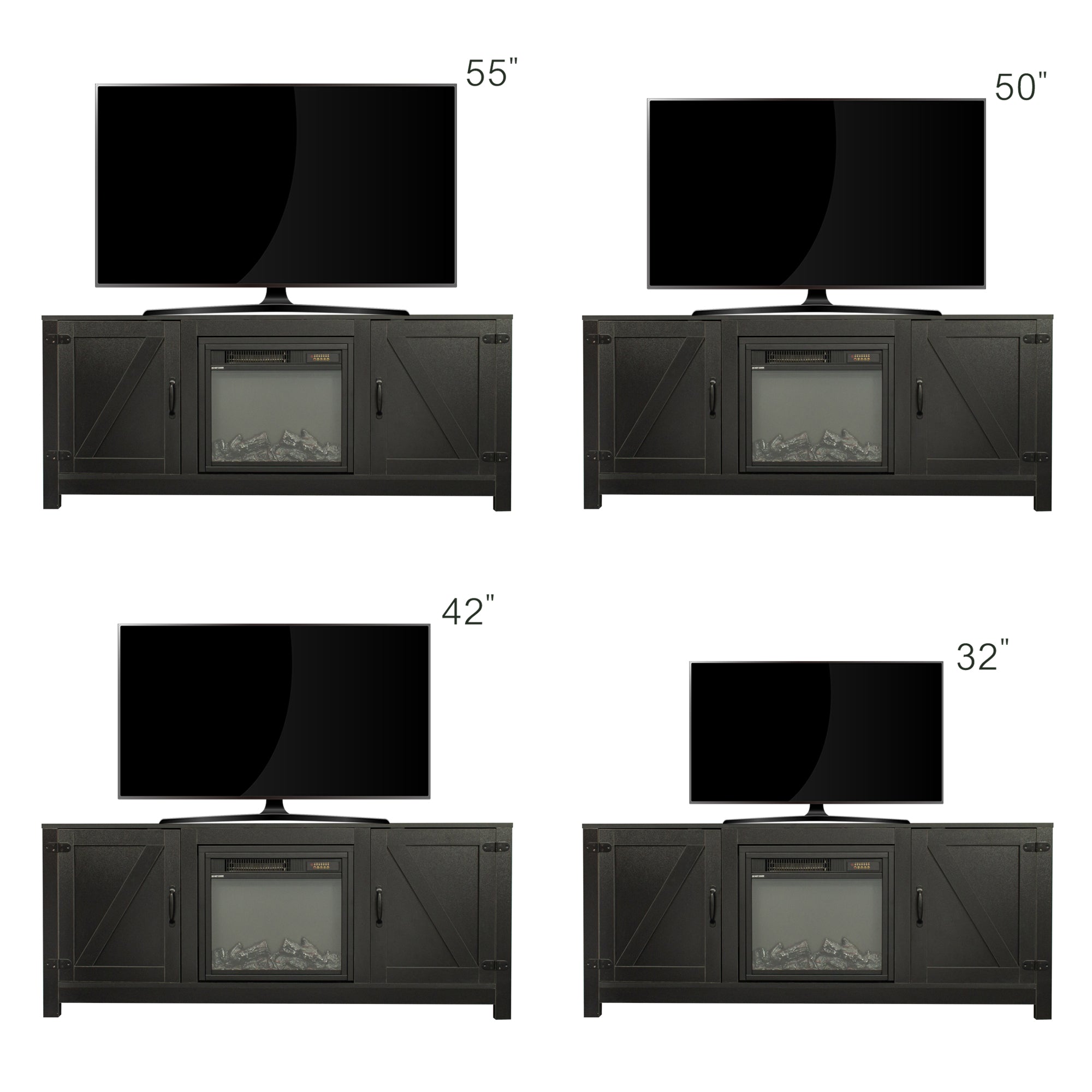 58-inch Freestanding Electric Fireplace with Storage
