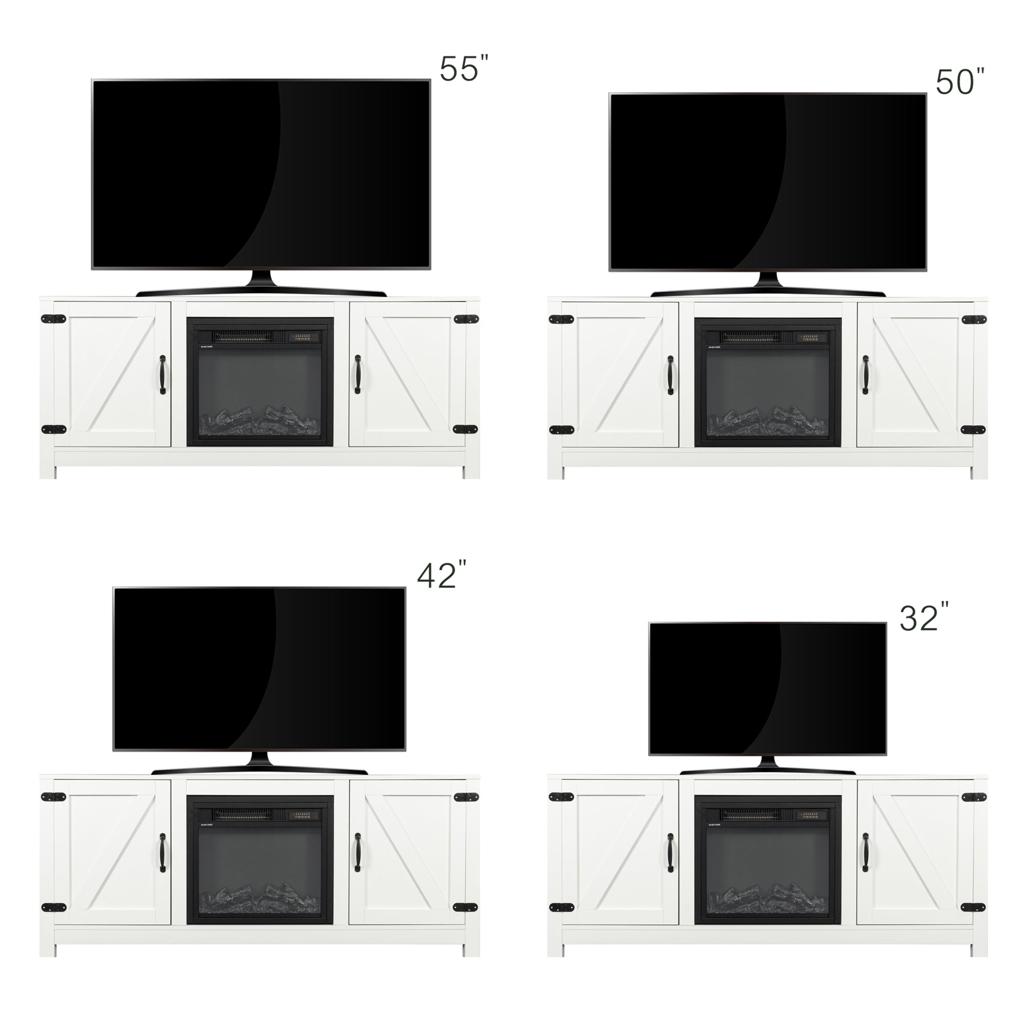 58-inch Freestanding Electric Fireplace with Storage