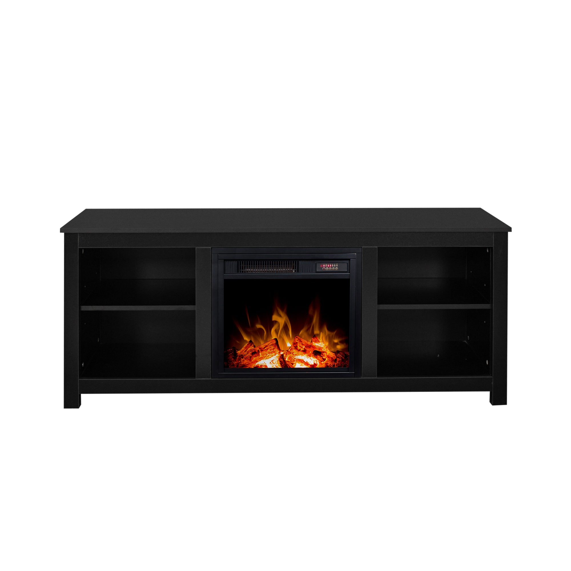 58-inch Freestanding Electric Fireplace with Open Storage