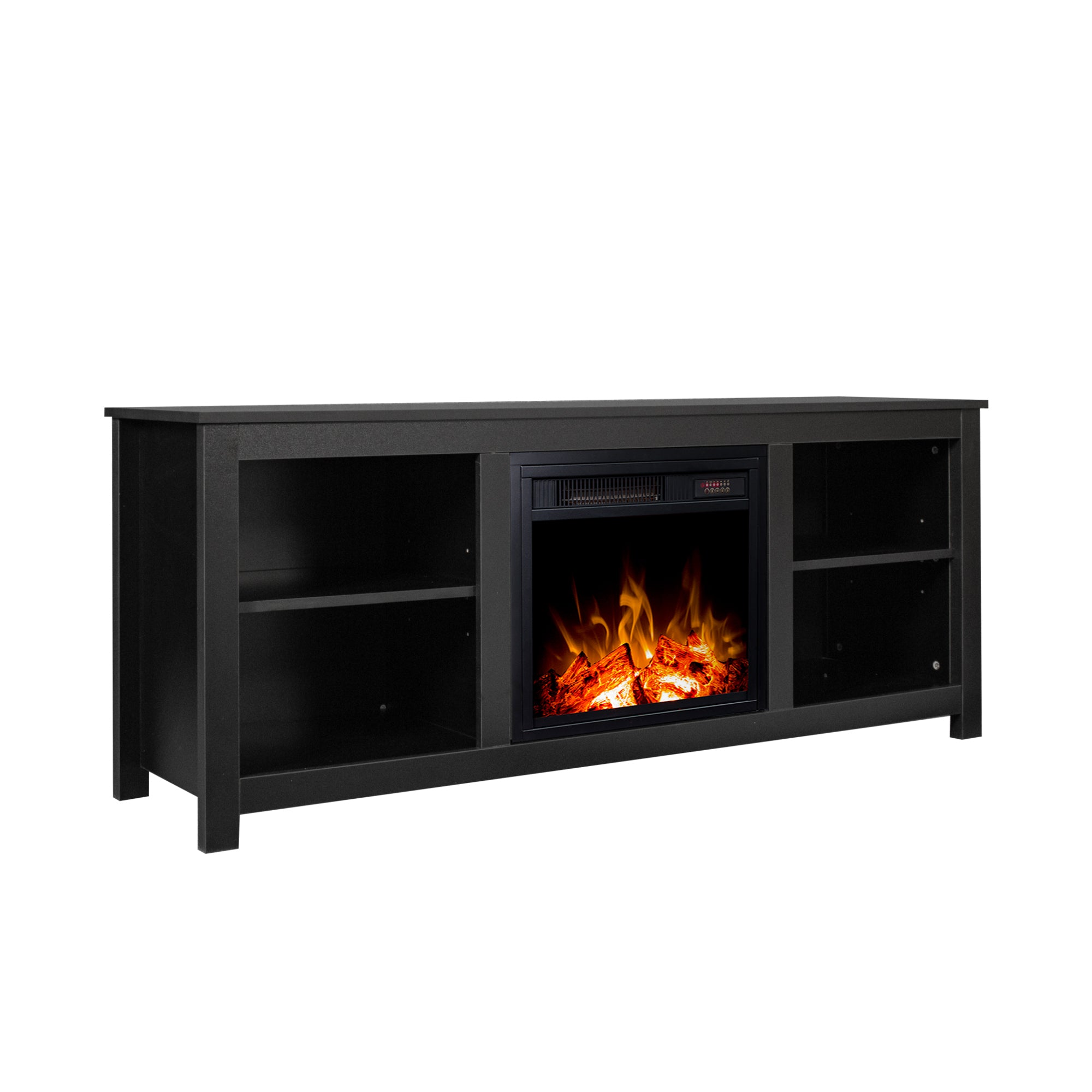 58-inch Freestanding Electric Fireplace with Open Storage