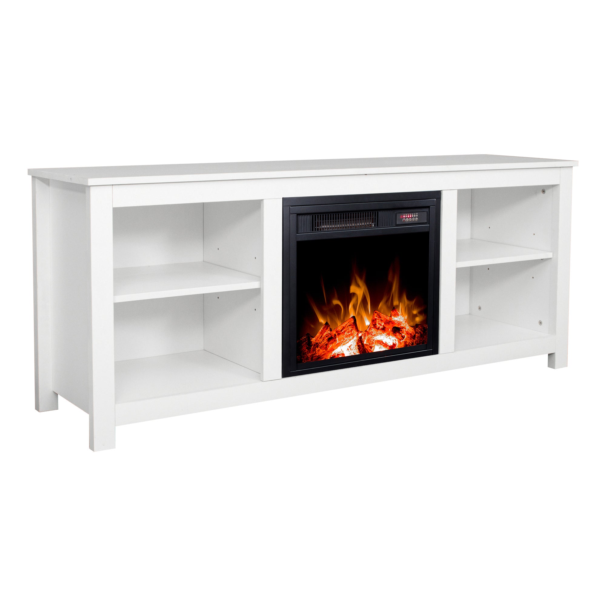 58-inch Freestanding Electric Fireplace with Open Storage
