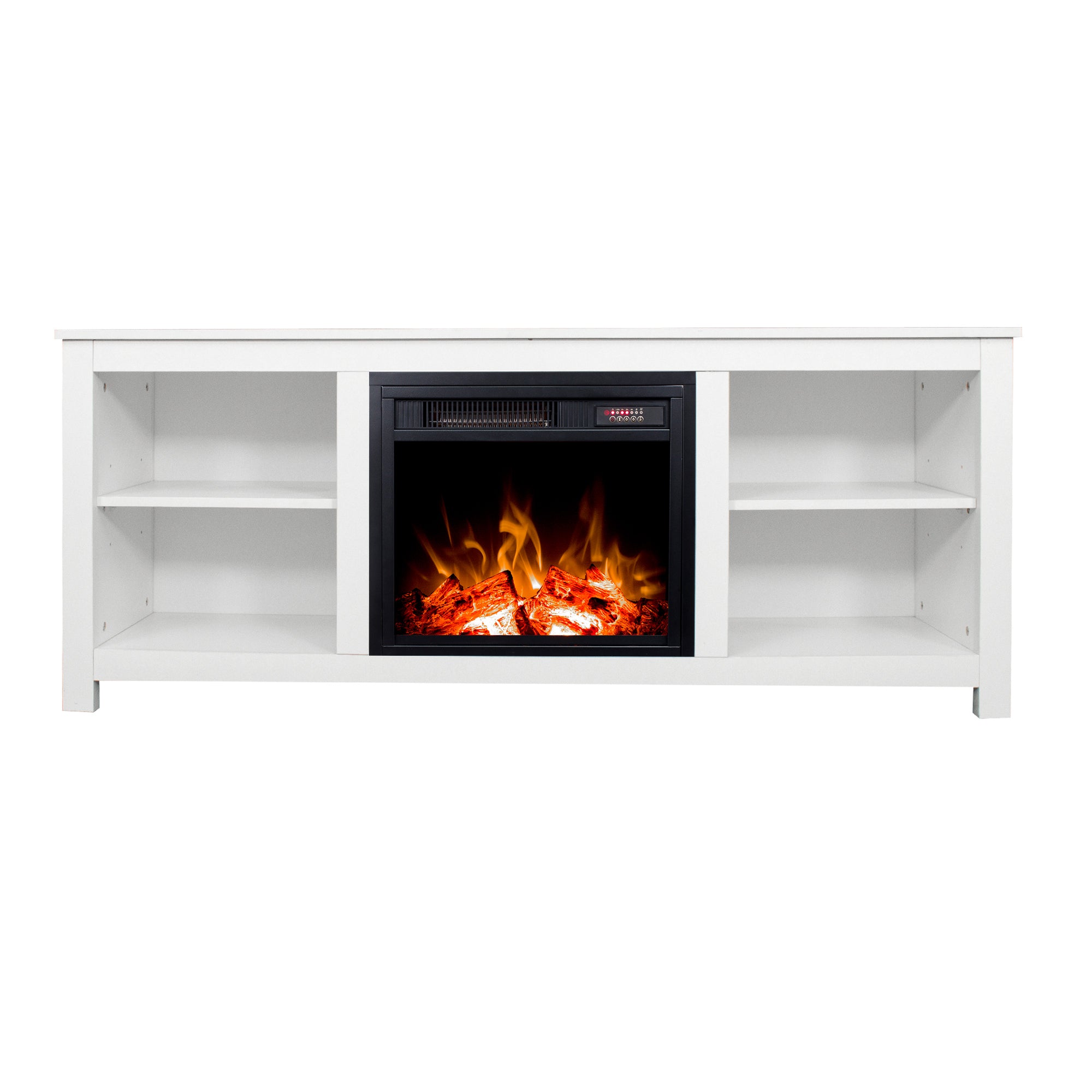 58-inch Freestanding Electric Fireplace with Open Storage