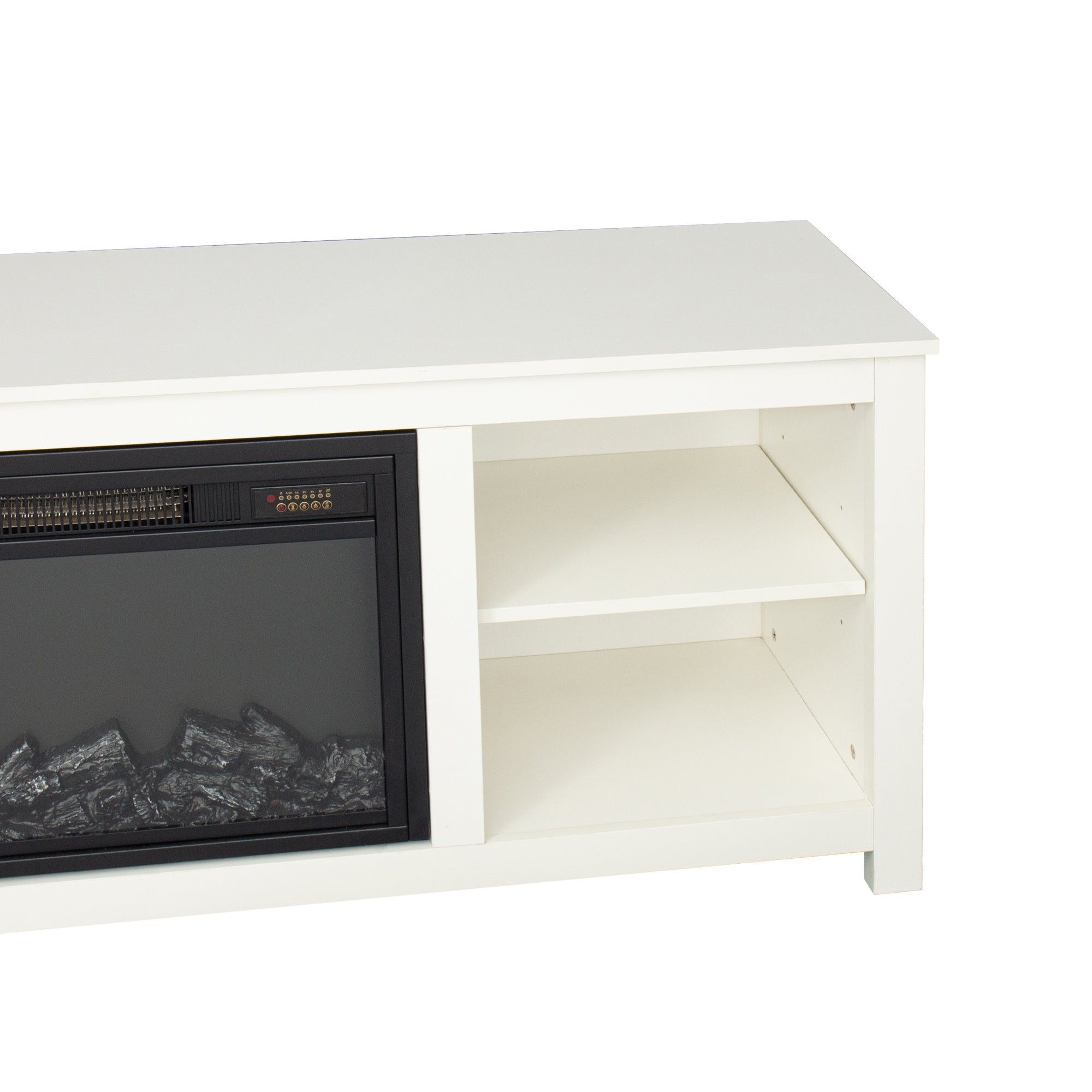 58-inch Freestanding Electric Fireplace with Open Storage