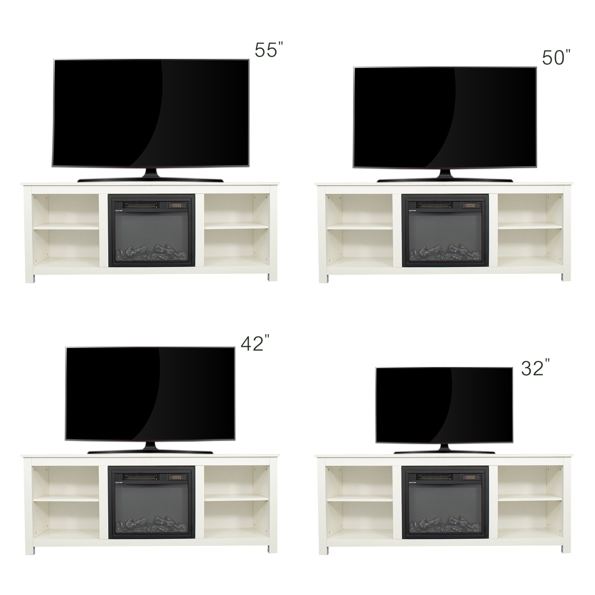 58-inch Freestanding Electric Fireplace with Open Storage