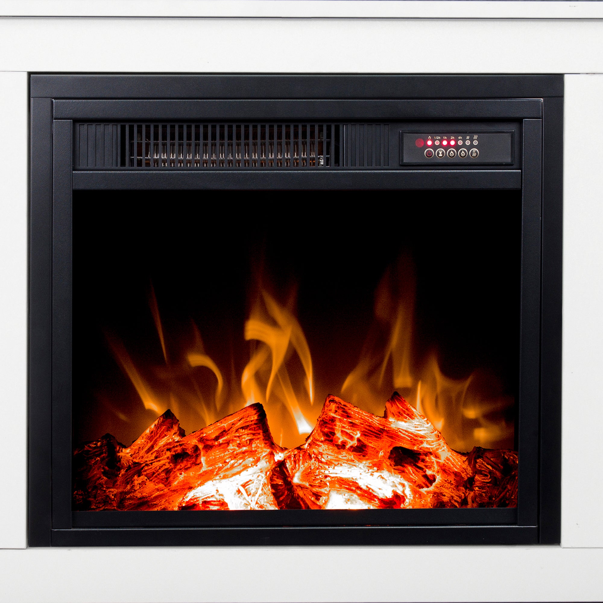 58-inch Freestanding Electric Fireplace with Open Storage