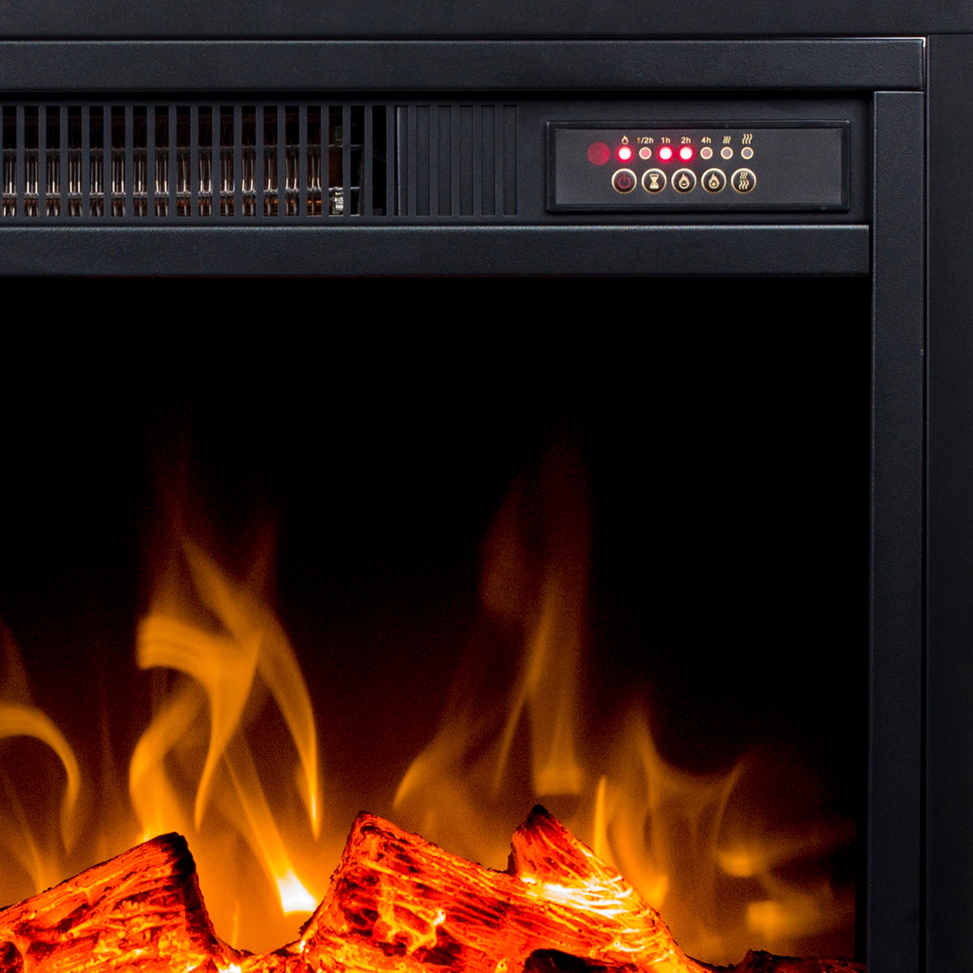 58-inch Freestanding Electric Fireplace with Open Storage