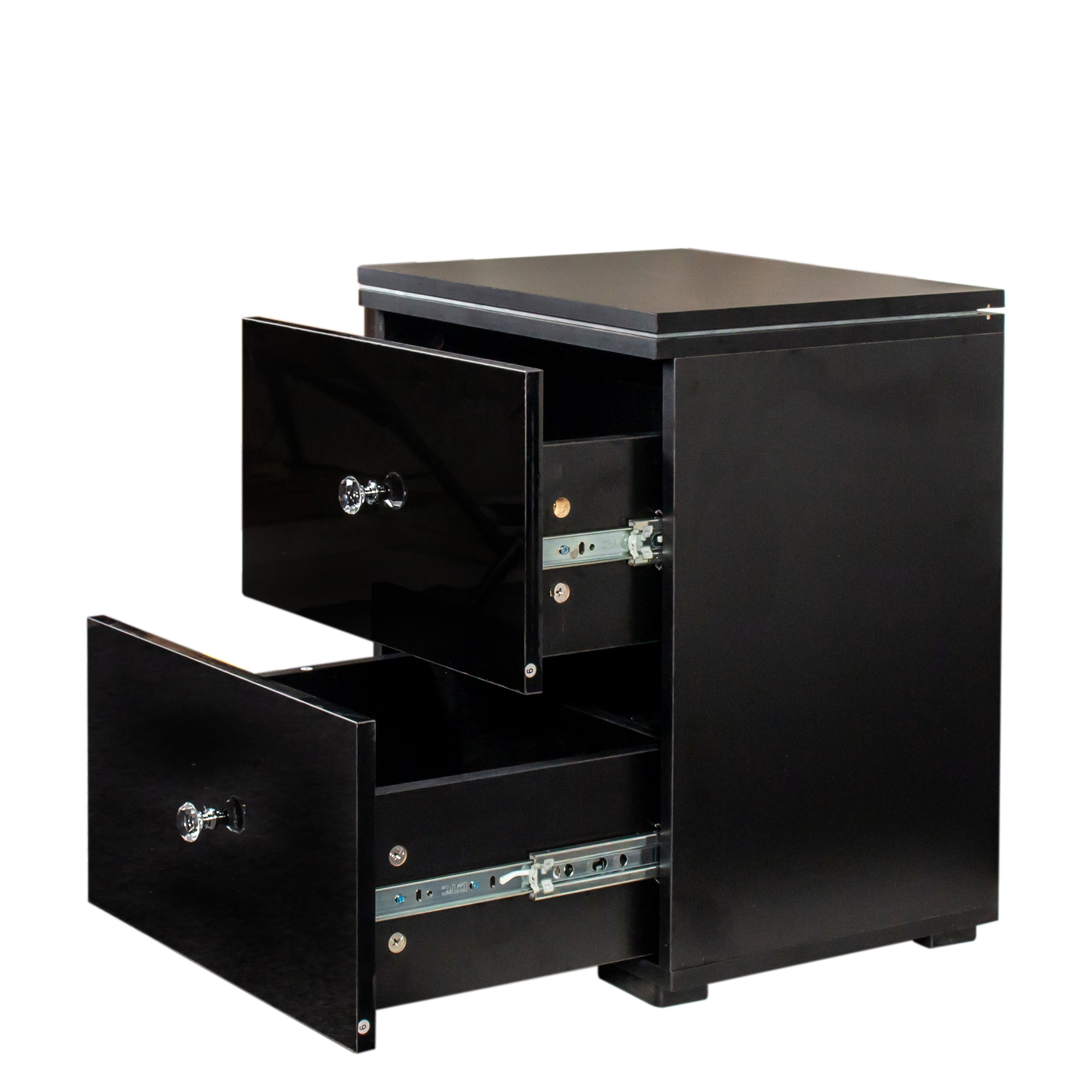 21" Tall 2-Drawer Wood Nightstand with LED Lights