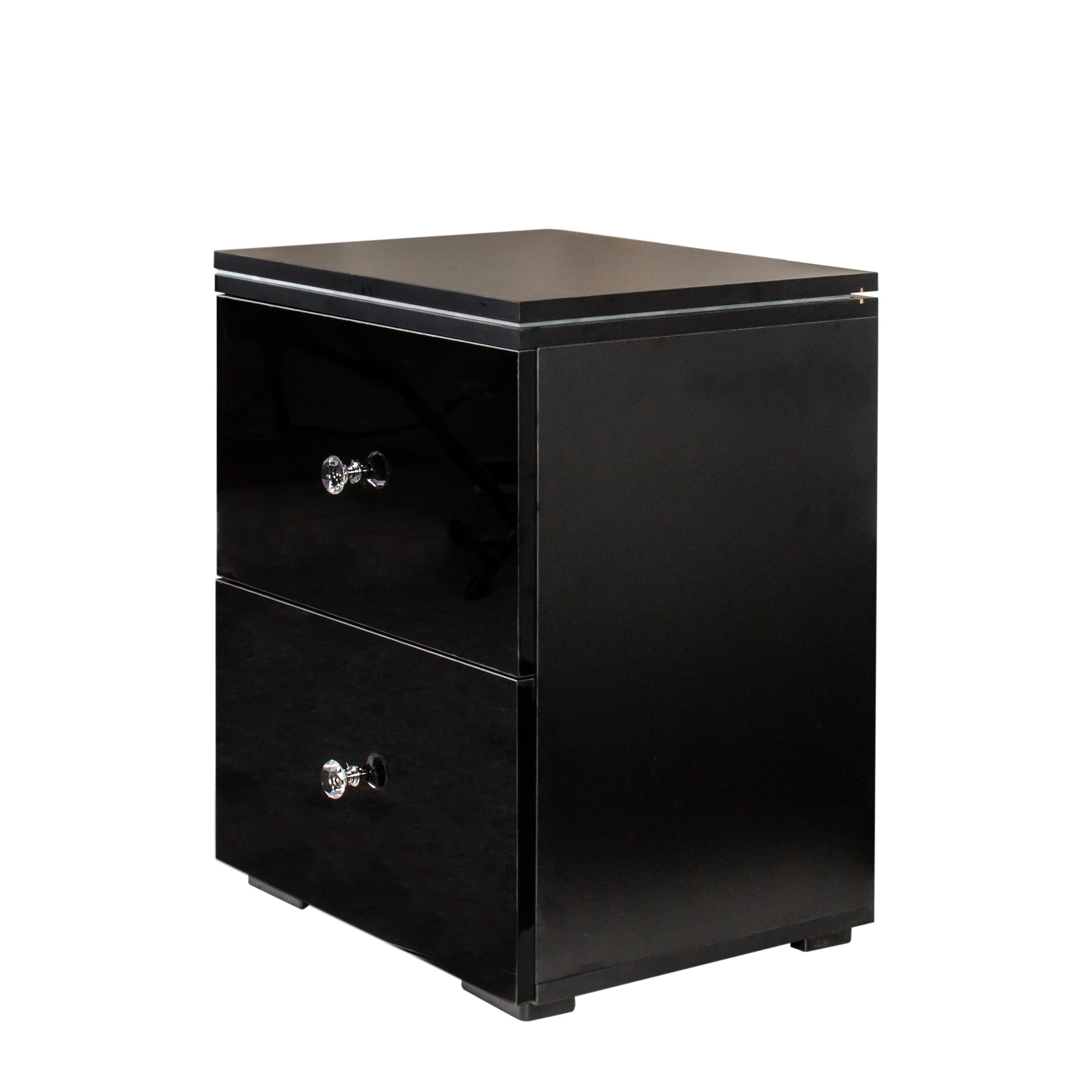 21" Tall 2-Drawer Wood Nightstand with LED Lights