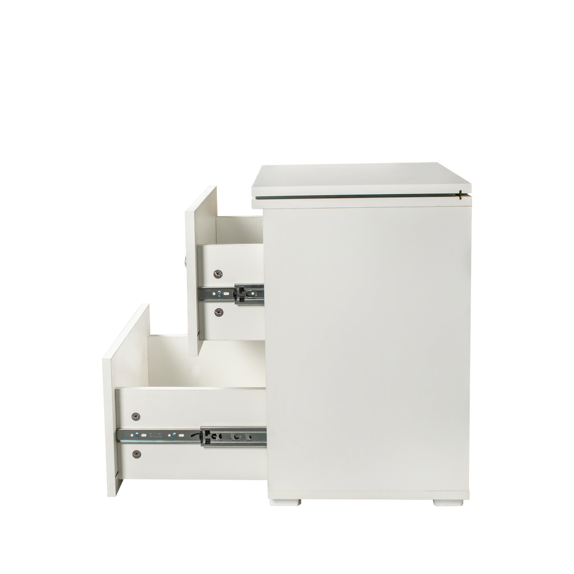 21" Tall 2-Drawer Wood Nightstand with LED Lights