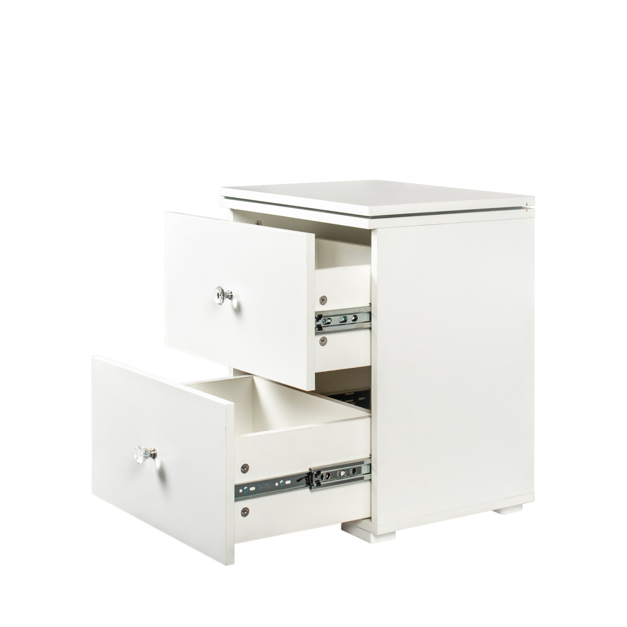 21" Tall 2-Drawer Wood Nightstand with LED Lights