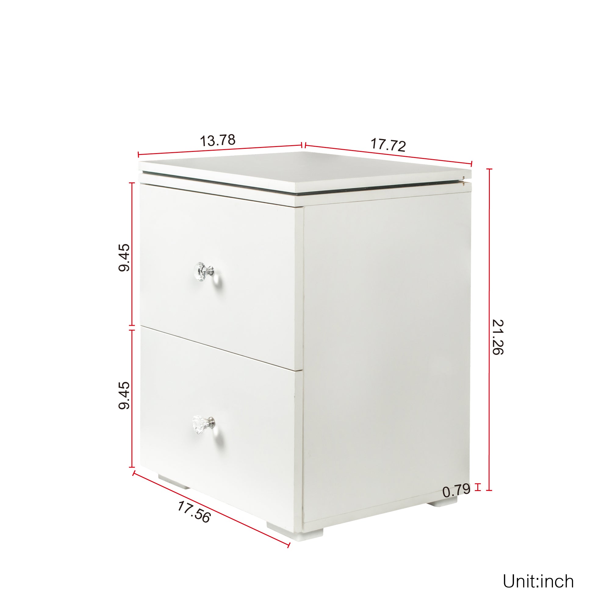 21" Tall 2-Drawer Wood Nightstand with LED Lights