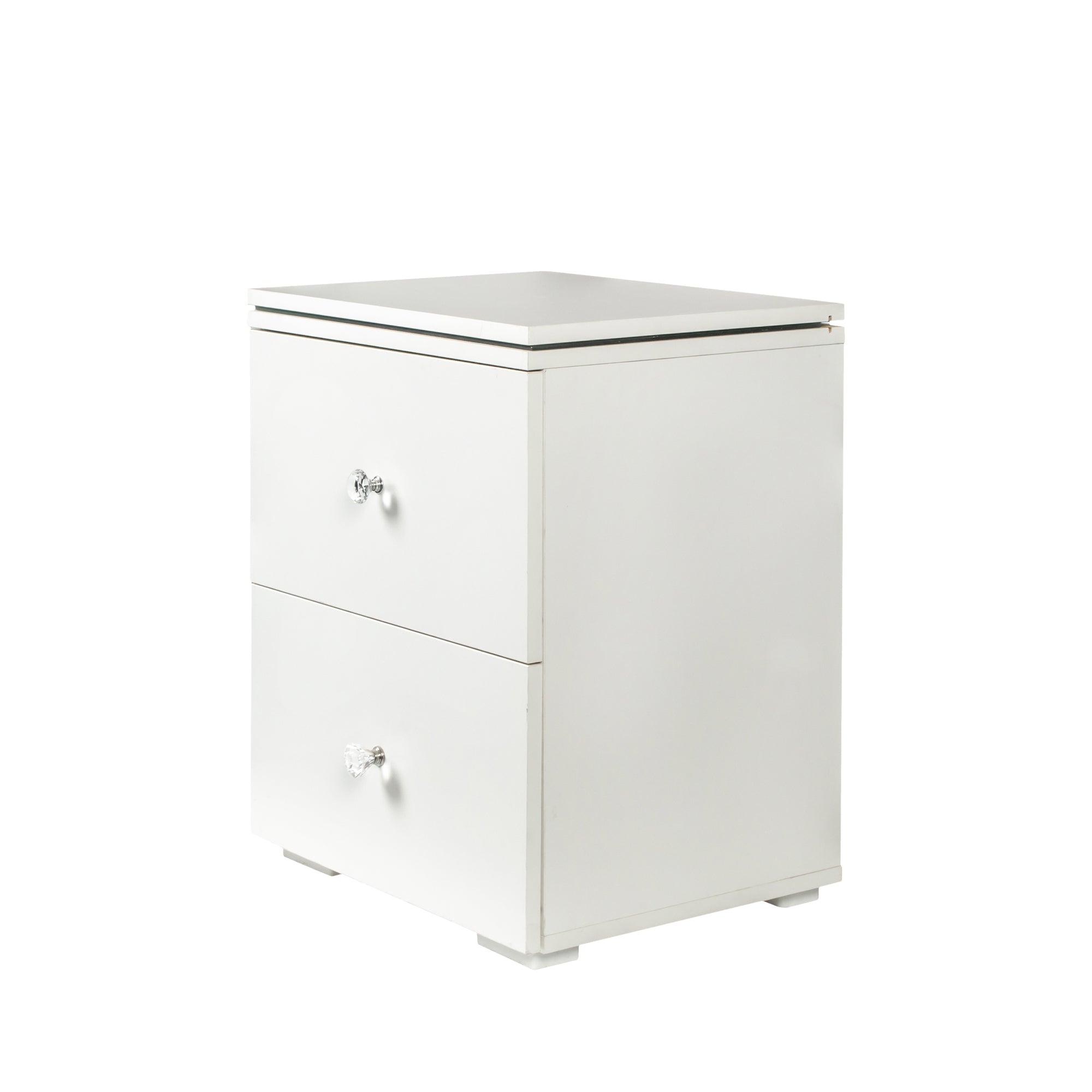 21" Tall 2-Drawer Wood Nightstand with LED Lights