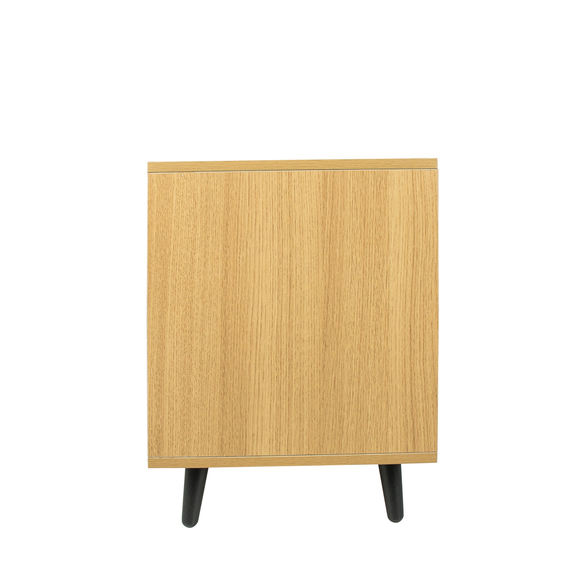 21" Tall 2-Drawer Wood Nightstand with Woven Wicker