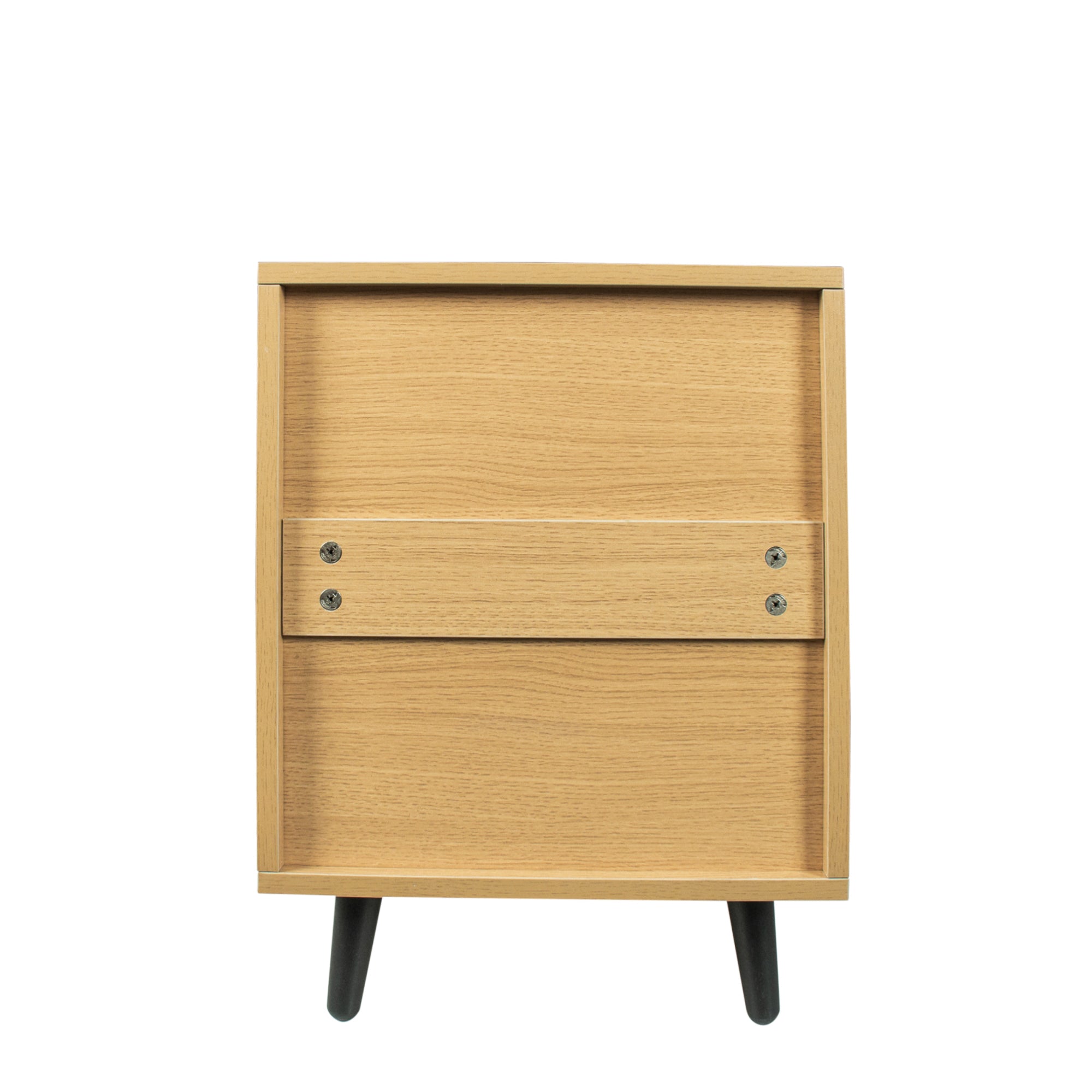 21" Tall 2-Drawer Wood Nightstand with Woven Wicker