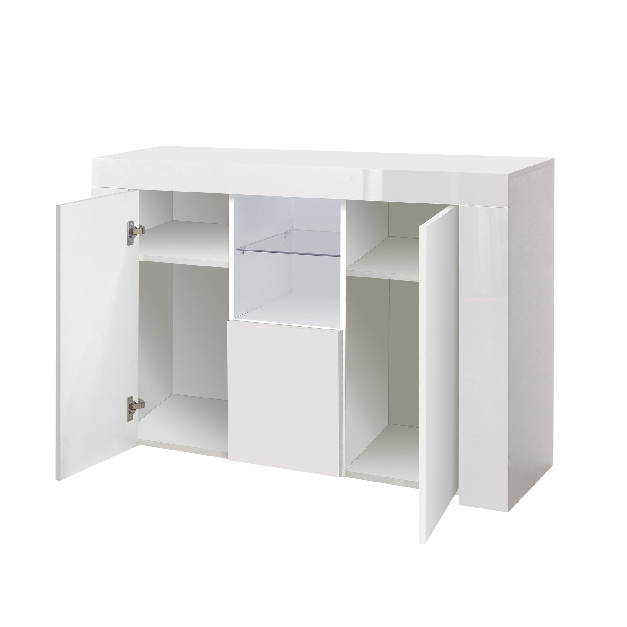 45-inch Wood Sideboard with LED Light and Exterior Shelves