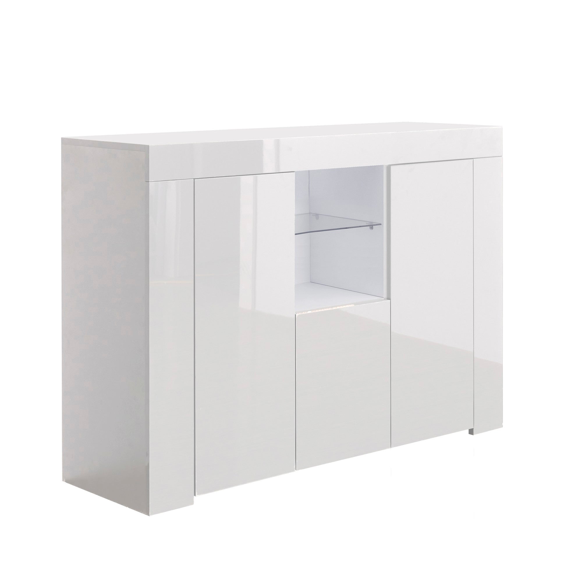 45-inch Wood Sideboard with LED Light and Exterior Shelves