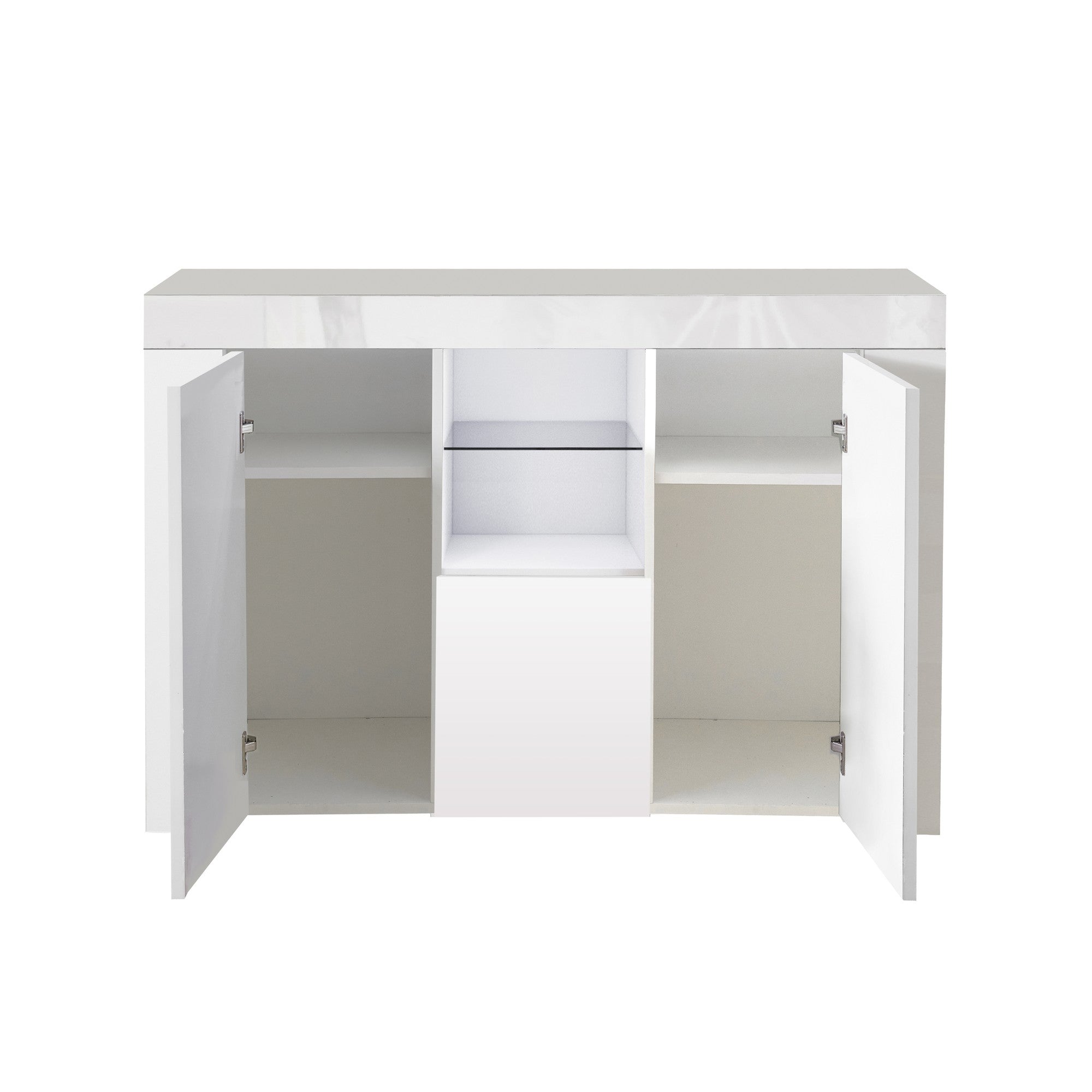 45-inch Wood Sideboard with LED Light and Exterior Shelves