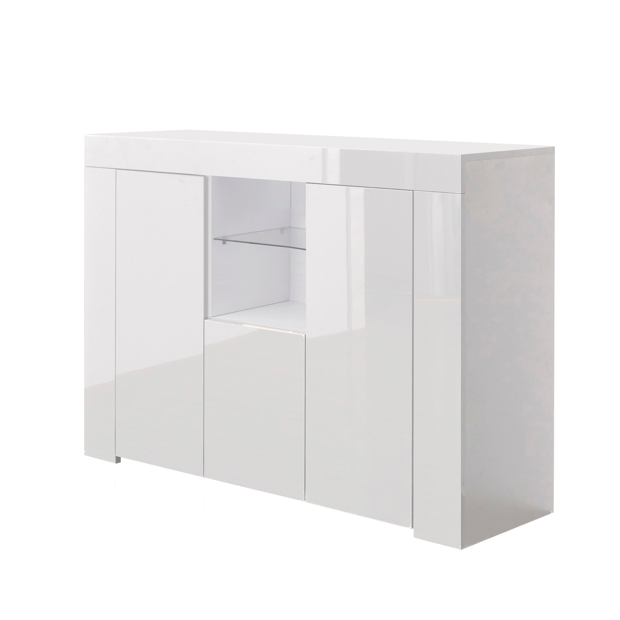 45-inch Wood Sideboard with LED Light and Exterior Shelves