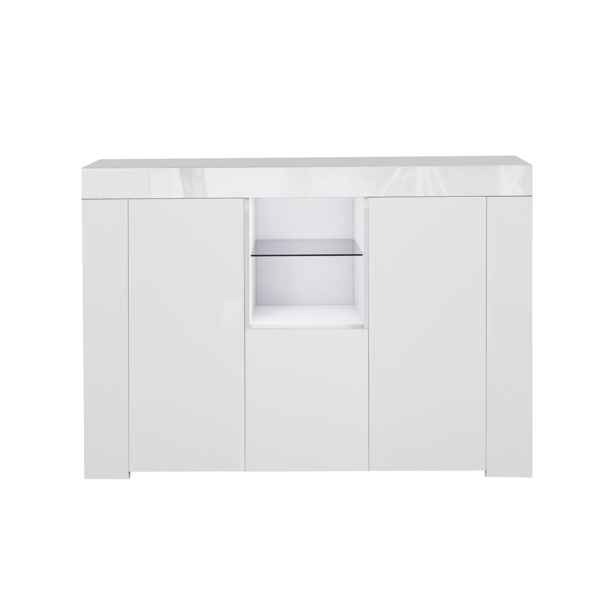 45-inch Wood Sideboard with LED Light and Exterior Shelves