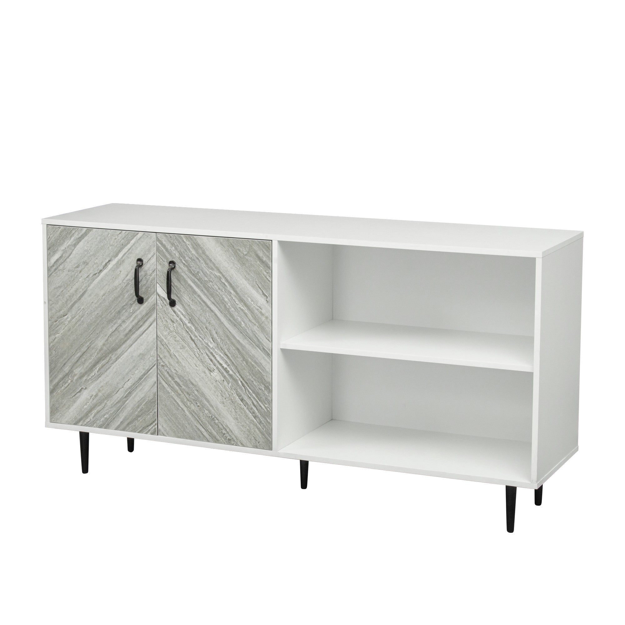 58-inch Wood Sideboard with Exterior Shelves