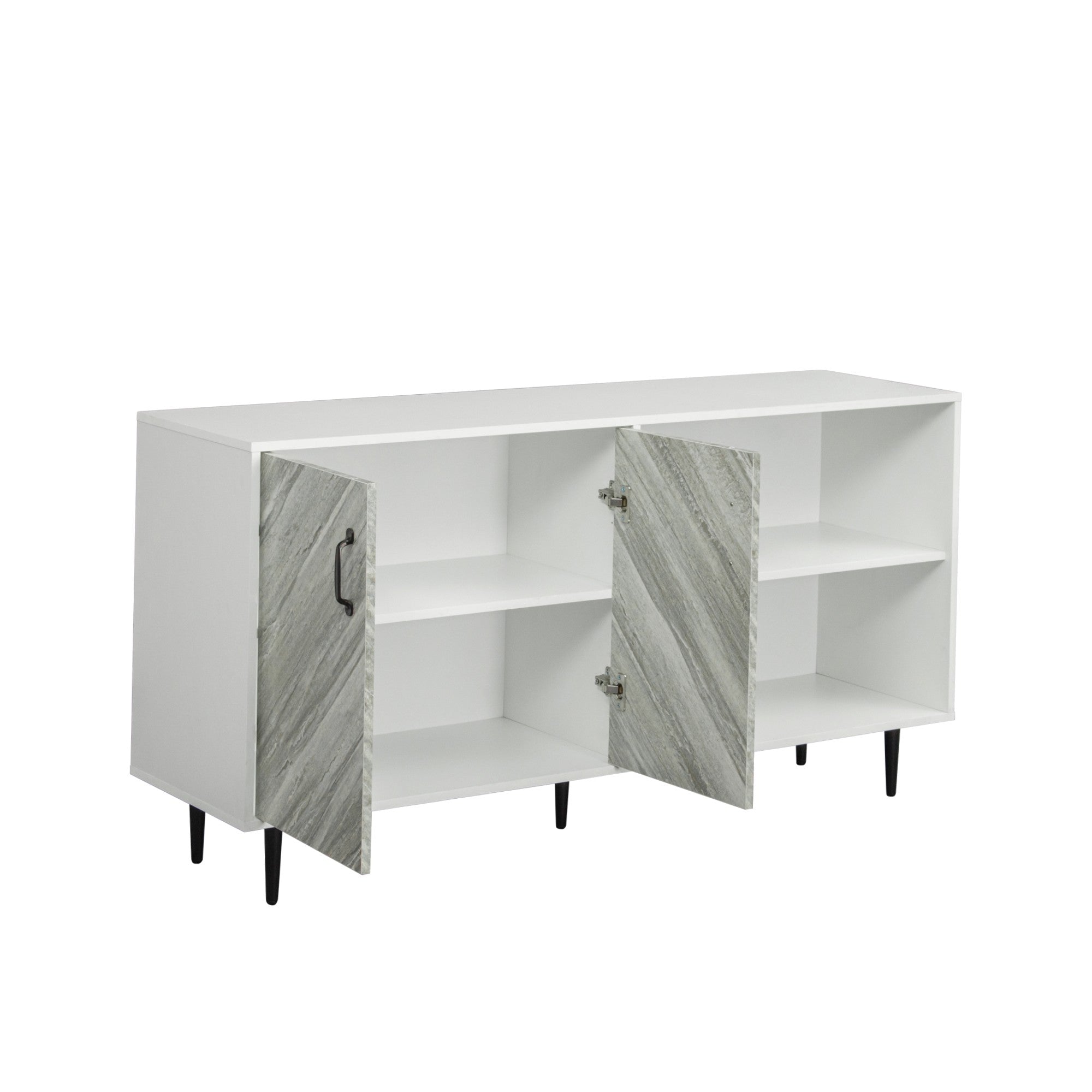 58-inch Wood Sideboard with Exterior Shelves