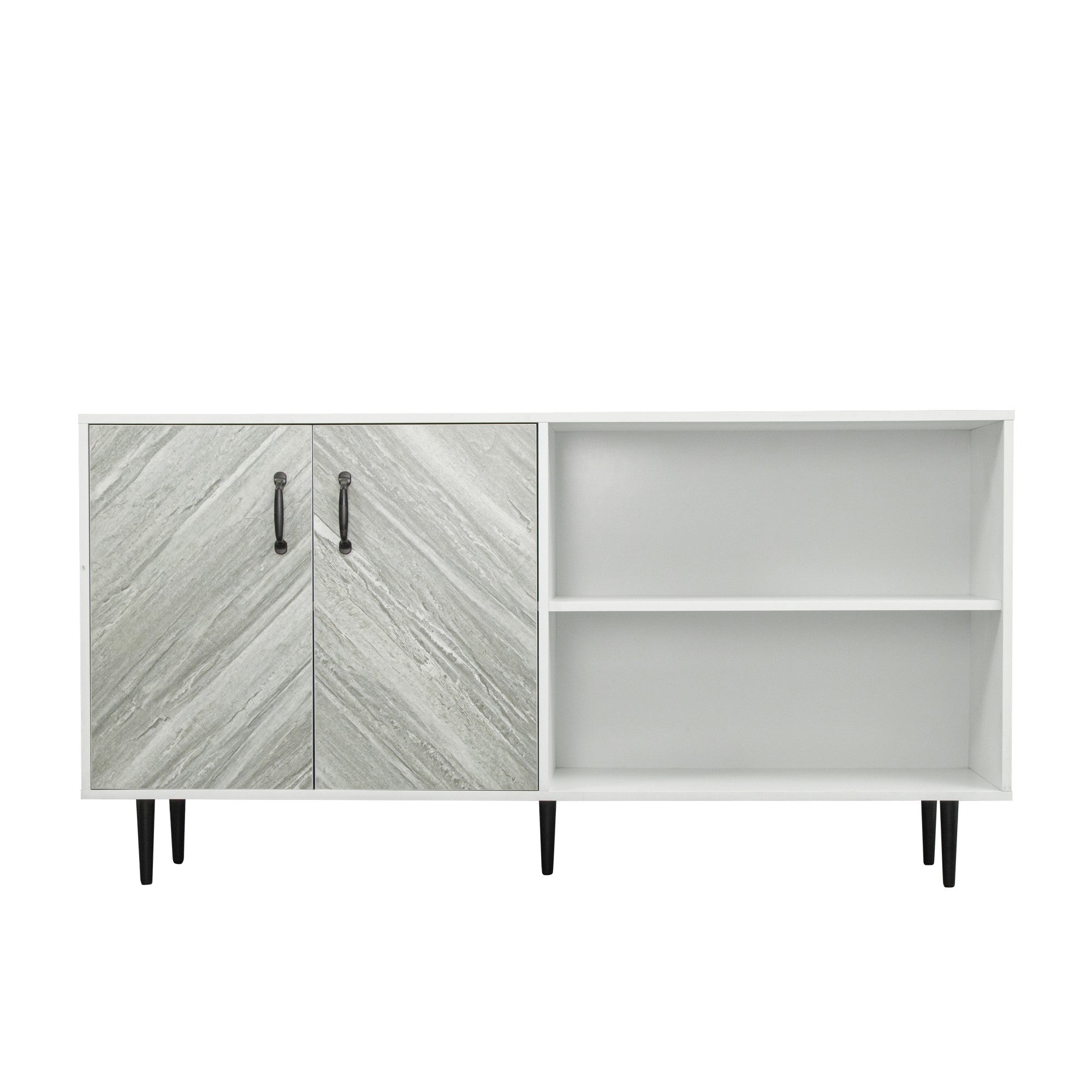 58-inch Wood Sideboard with Exterior Shelves