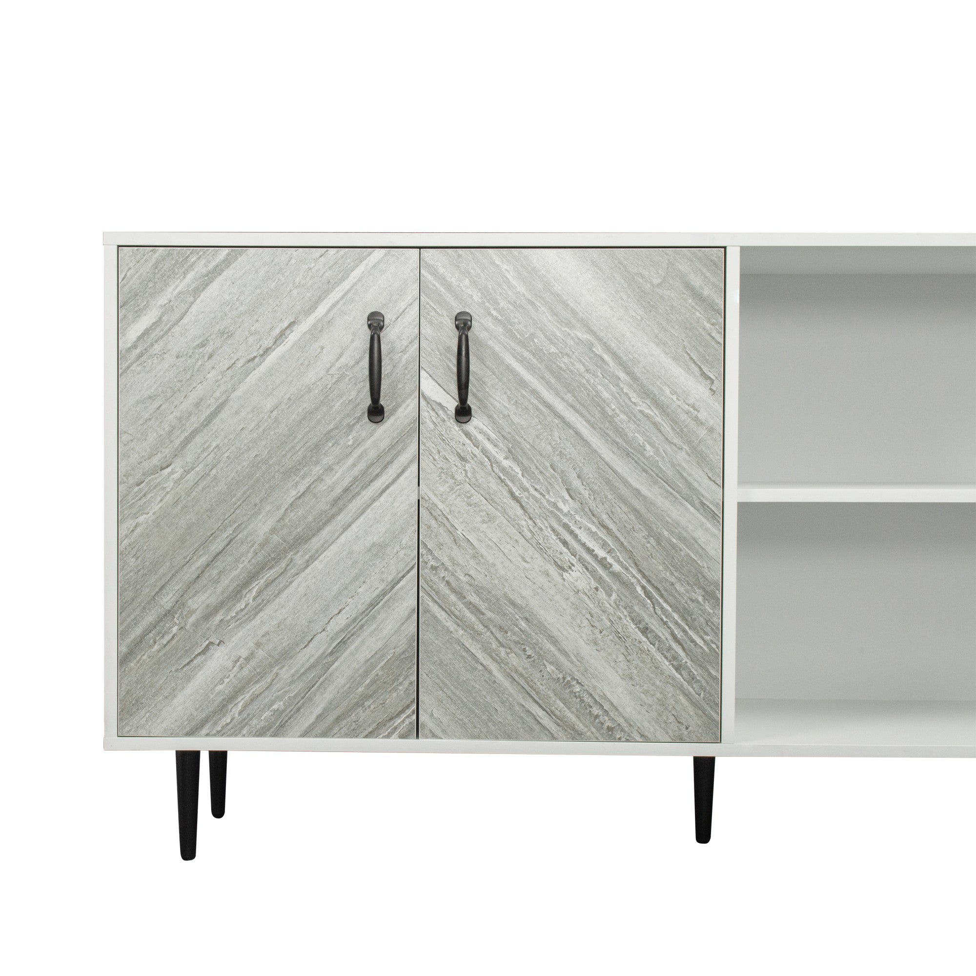 58-inch Wood Sideboard with Exterior Shelves